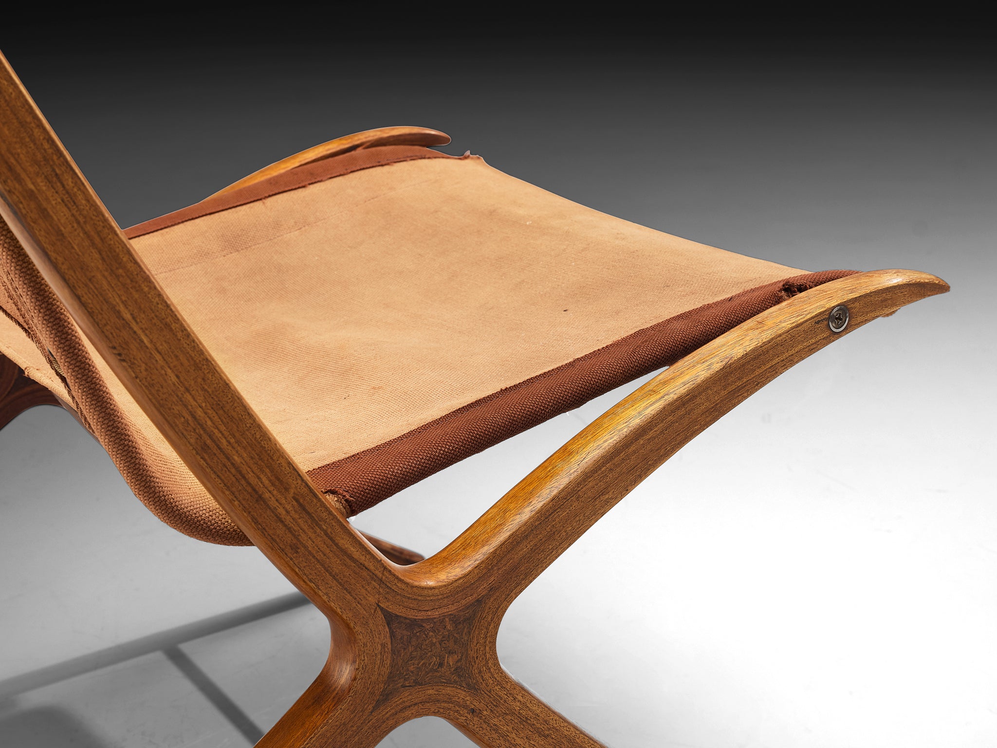 Peter Hvidt & Orla Molgaard Nielsen 'X' Chair in Cognac Brown Canvas