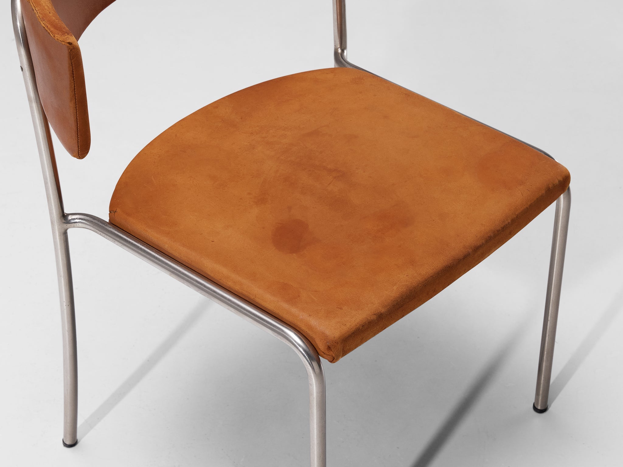 Erik Karlström Side Chair in Leather and Chromed Steel seating Morentz