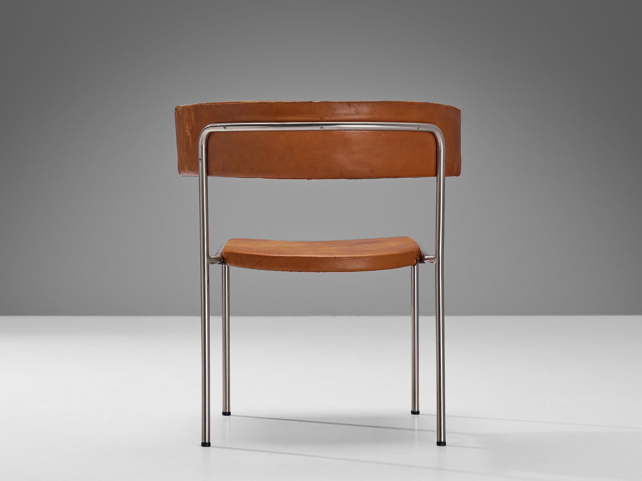 Erik Karlström Side Chair in Leather and Chromed Steel seating Morentz