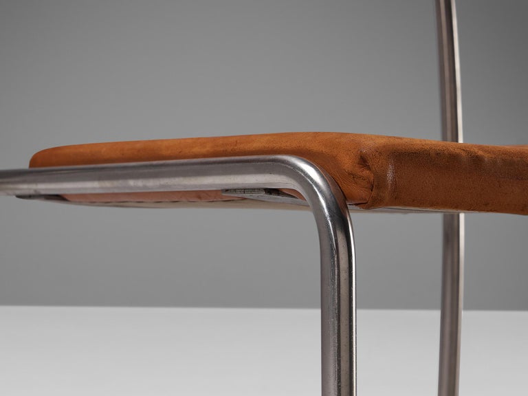 Erik Karlström Side Chair in Leather and Chromed Steel