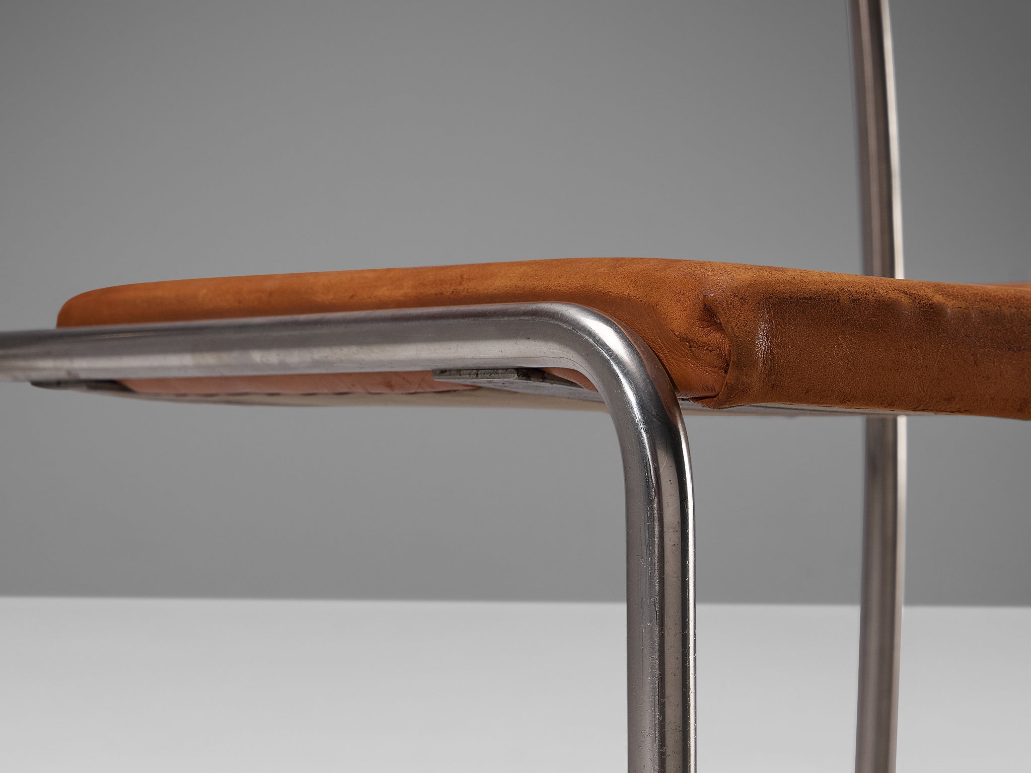 Erik Karlström Side Chair in Leather and Chromed Steel seating Morentz