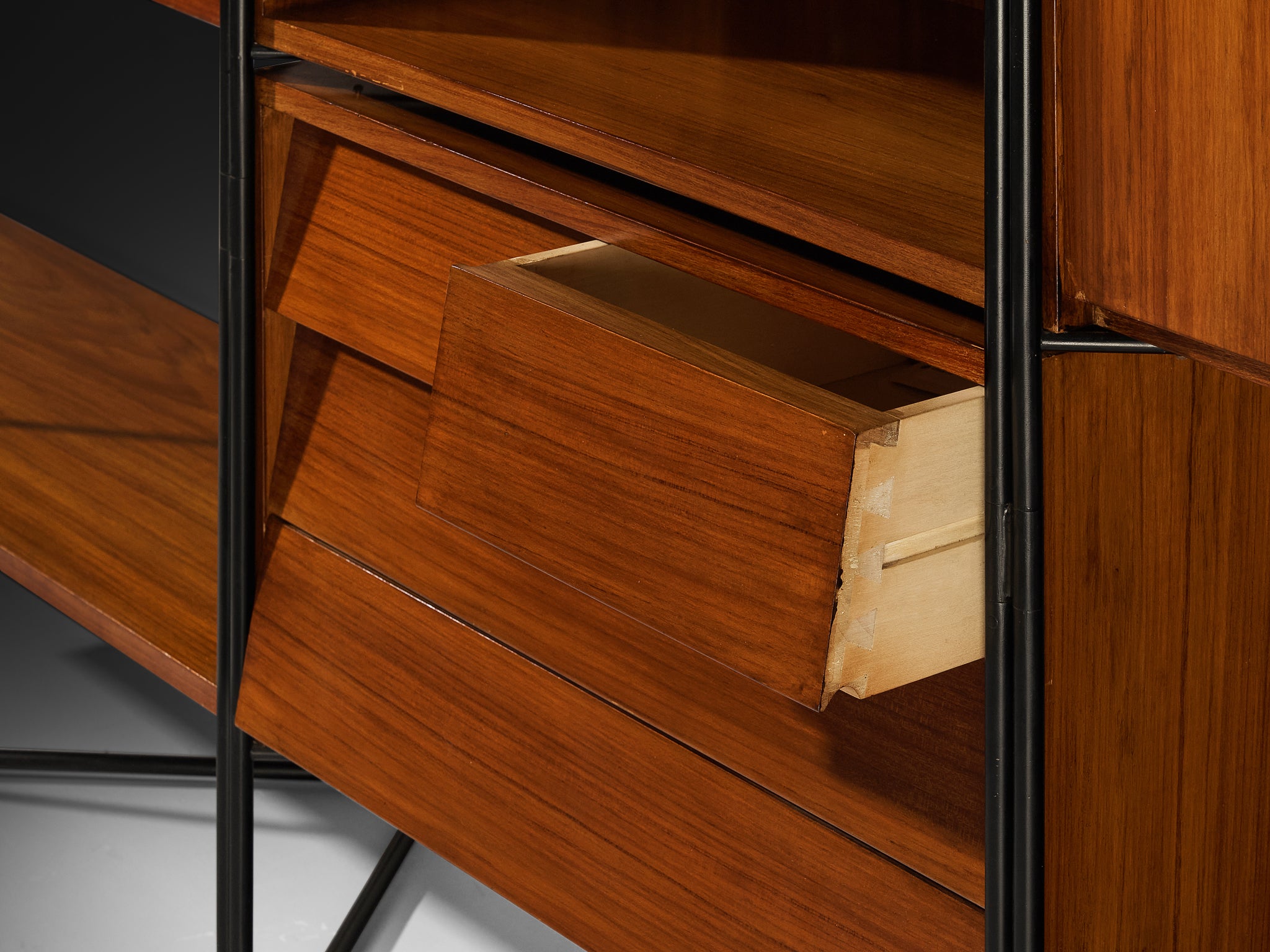 Taichiro Nakai for La Permanente Mobili Adjustable Wall Cabinet in Teak Case pieces and storage cabinets Morentz