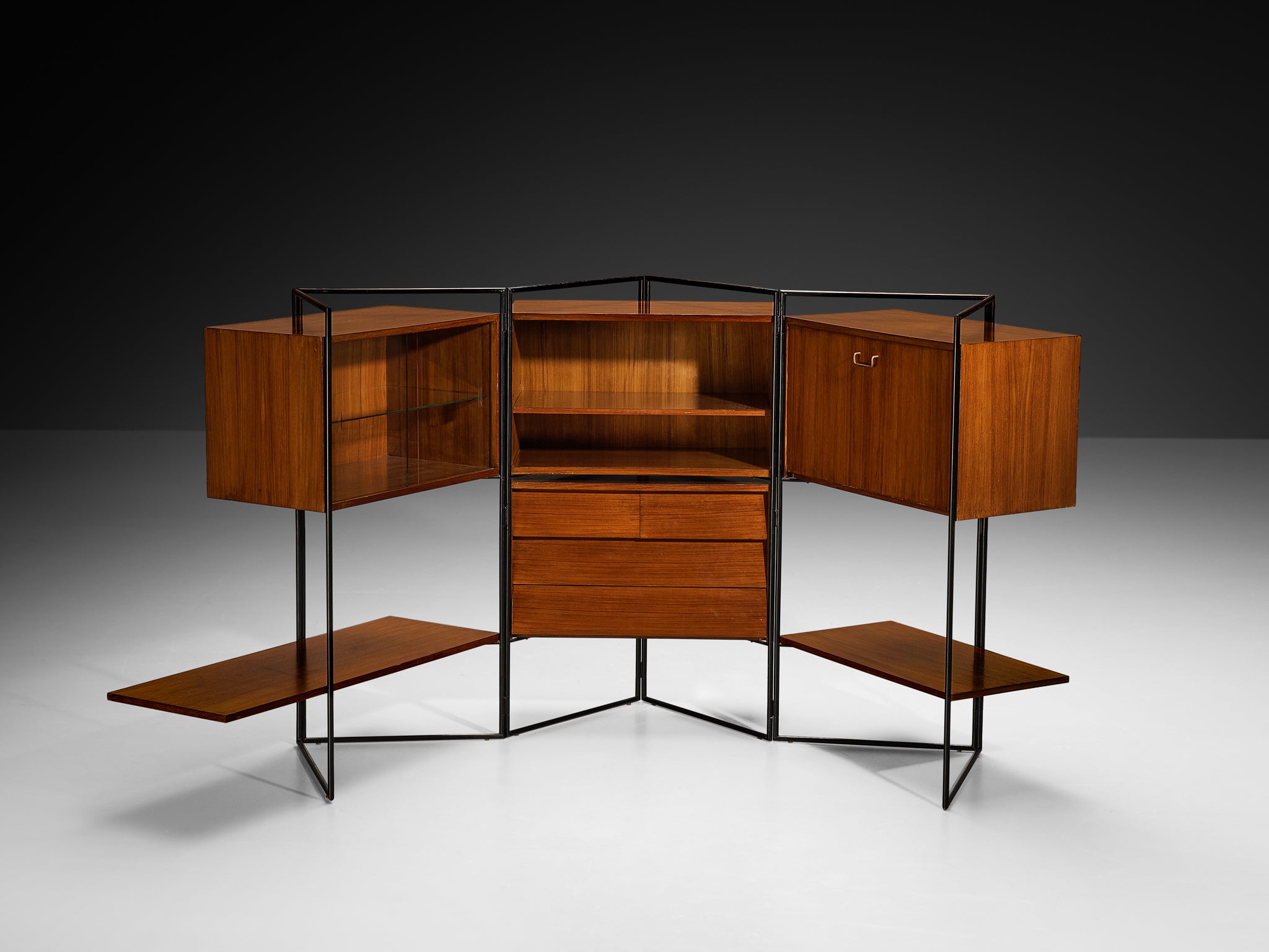 Taichiro Nakai for La Permanente Mobili Adjustable Wall Cabinet in Teak Case pieces and storage cabinets Morentz