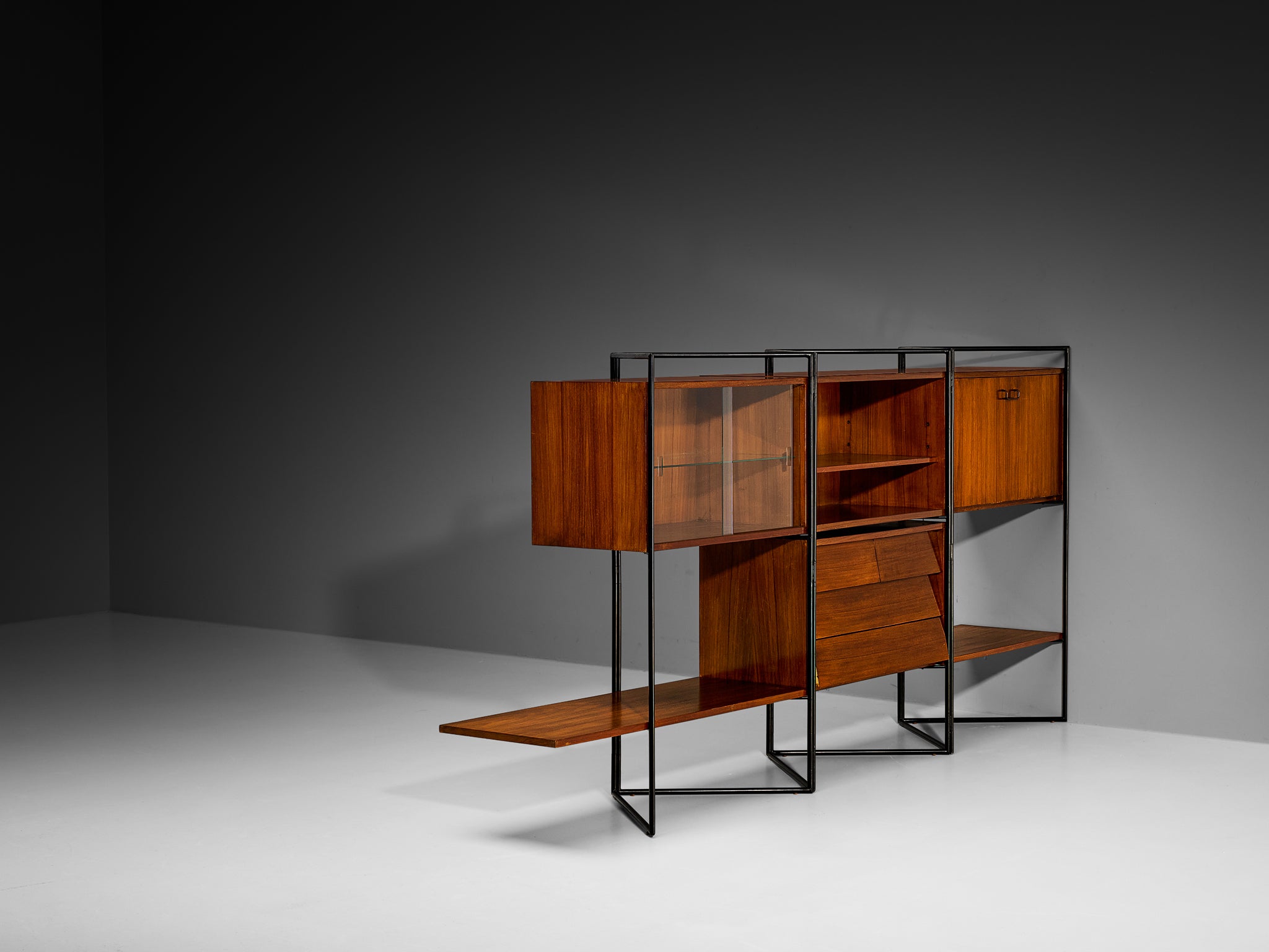 Taichiro Nakai for La Permanente Mobili Adjustable Wall Cabinet in Teak Case pieces and storage cabinets Morentz