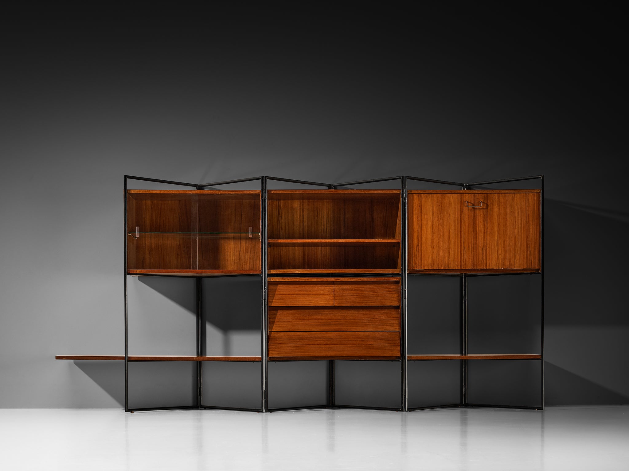 Taichiro Nakai for La Permanente Mobili Adjustable Wall Cabinet in Teak Case pieces and storage cabinets Morentz