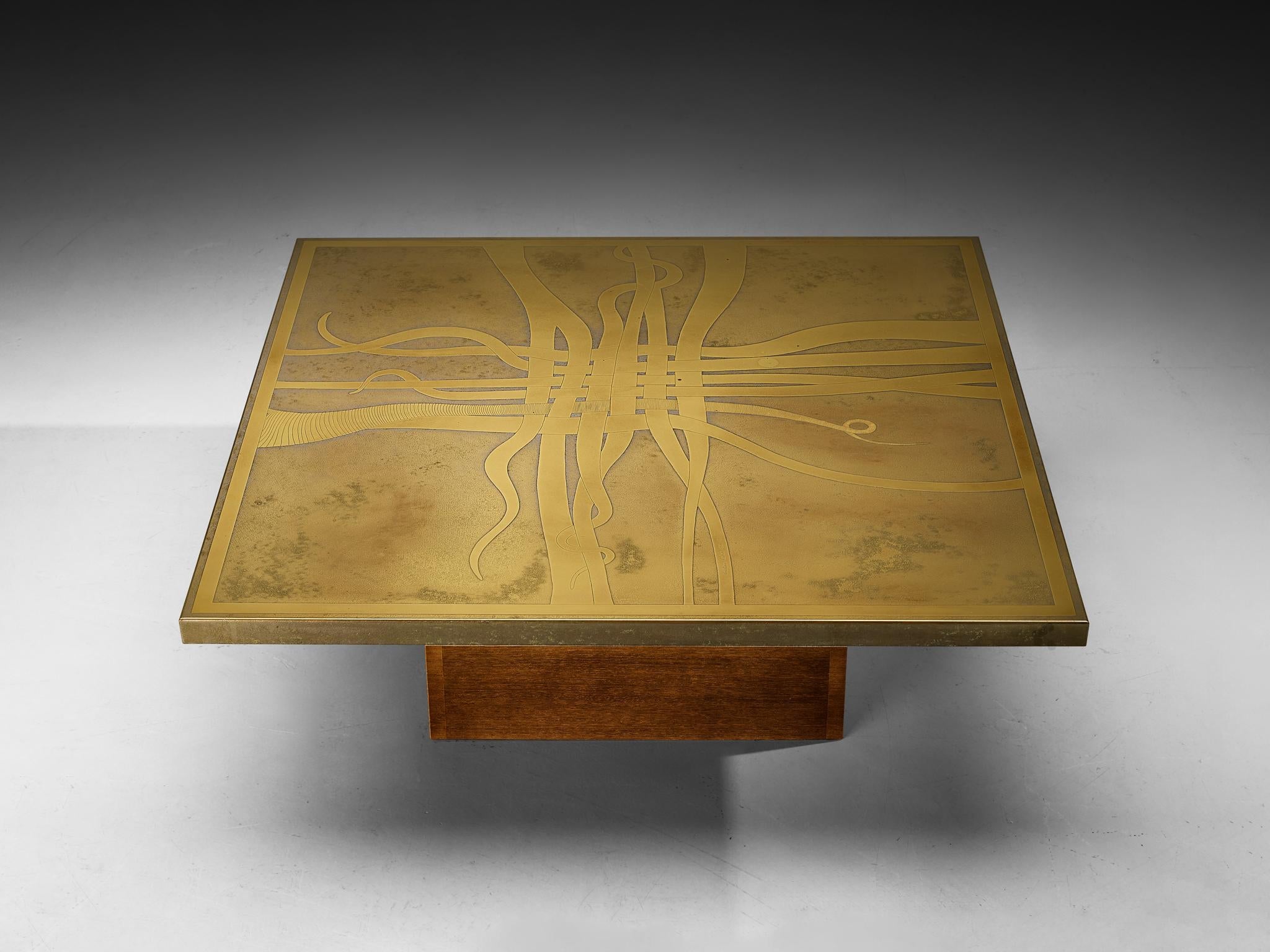Christian Krekels Signed Coffee Table in Brass and Wengé tables Morentz