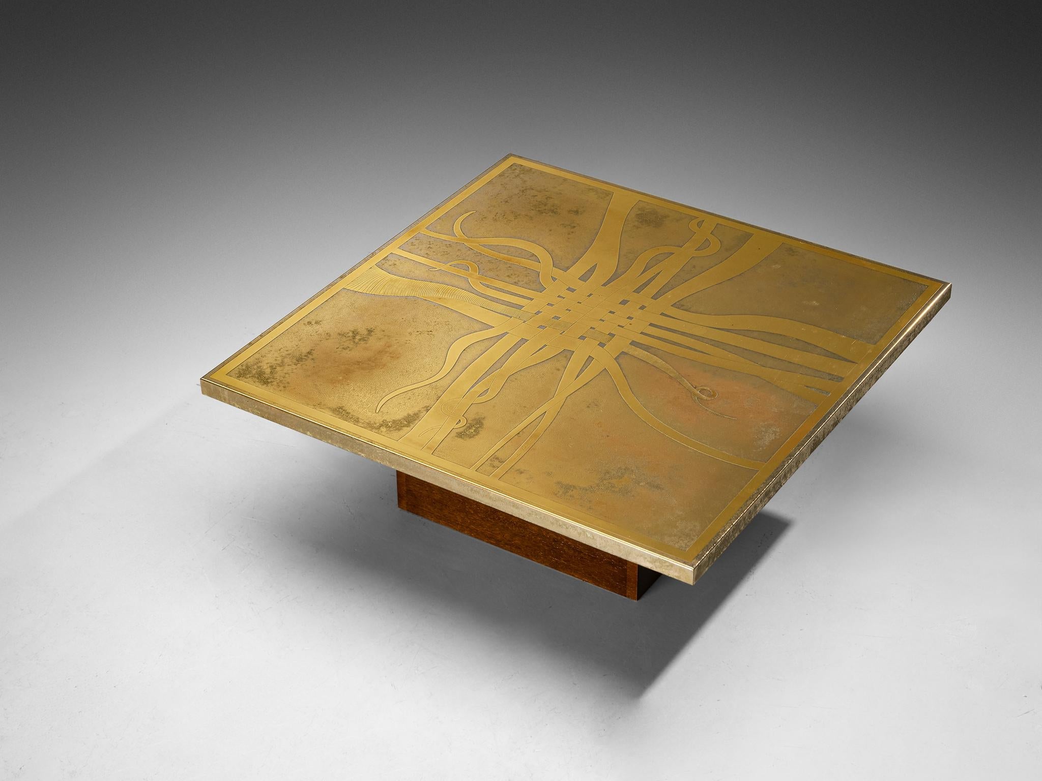 Christian Krekels Signed Coffee Table in Brass and Wengé tables Morentz