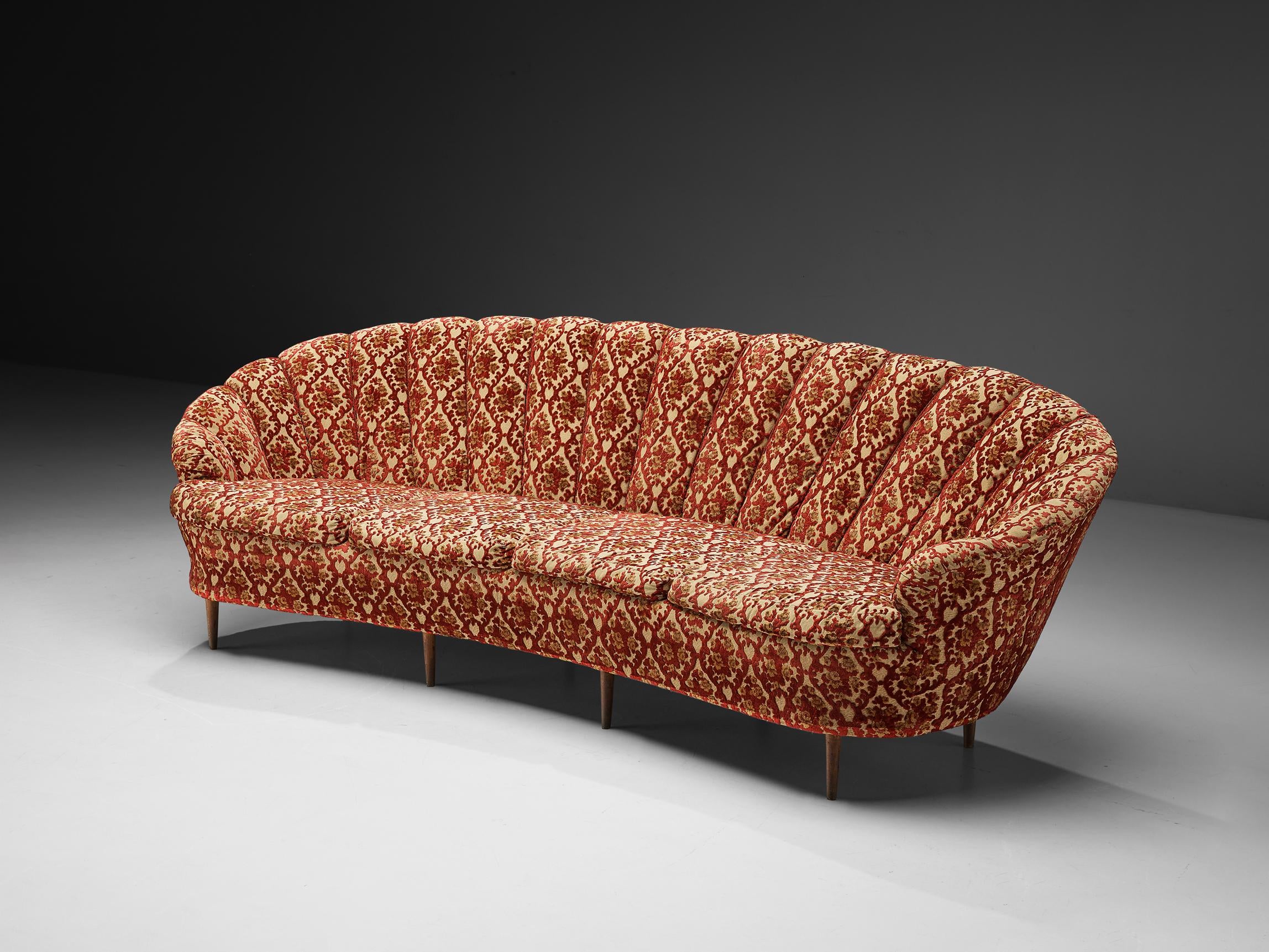 Elegant Curved Four-Seat Sofa in Floral Upholstery seating Morentz