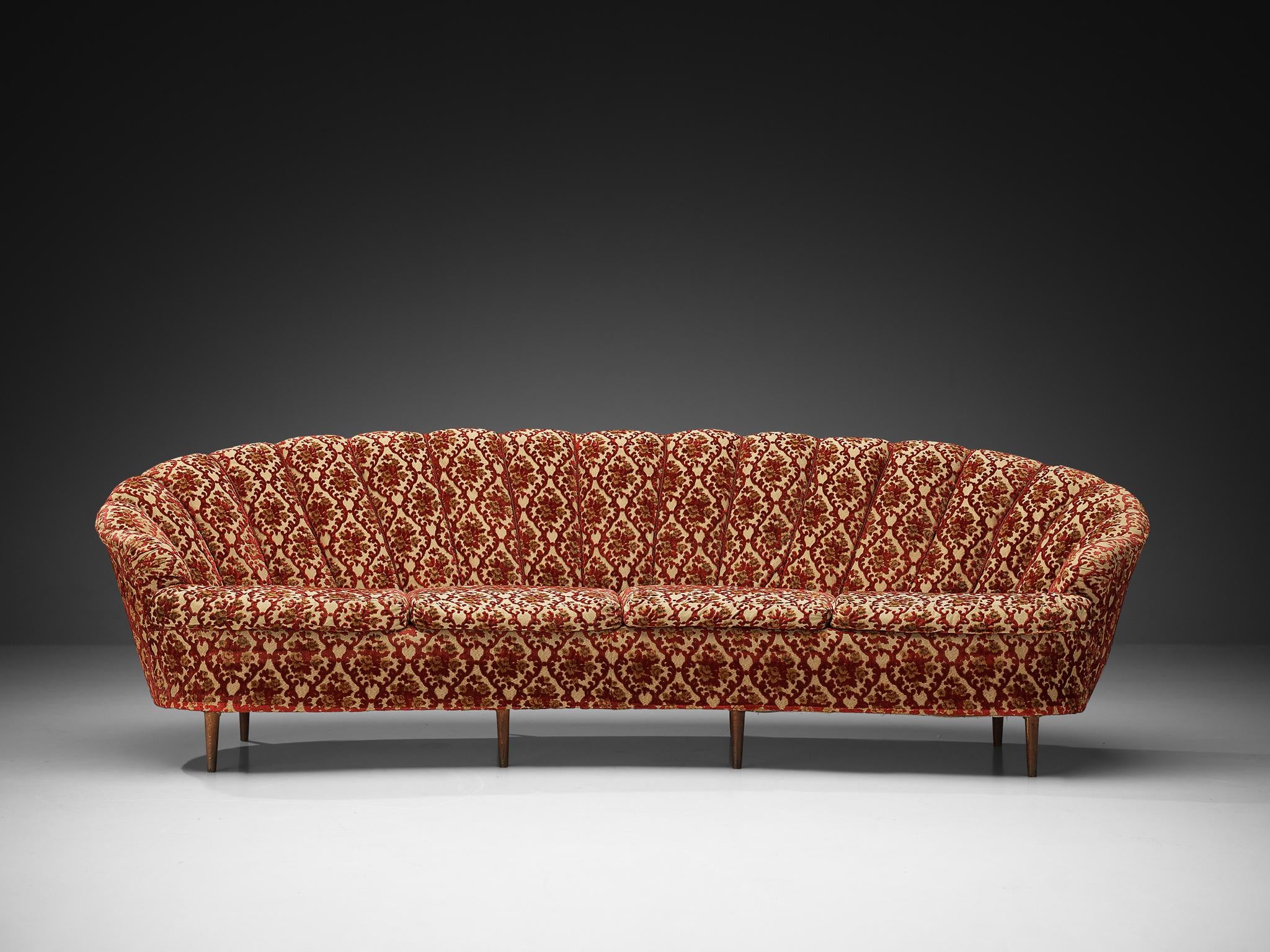 Elegant Curved Four-Seat Sofa in Floral Upholstery seating Morentz