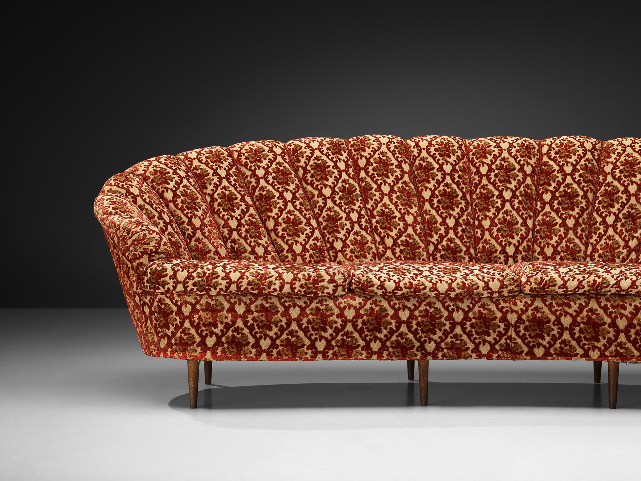 Elegant Curved Four-Seat Sofa in Floral Upholstery seating Morentz
