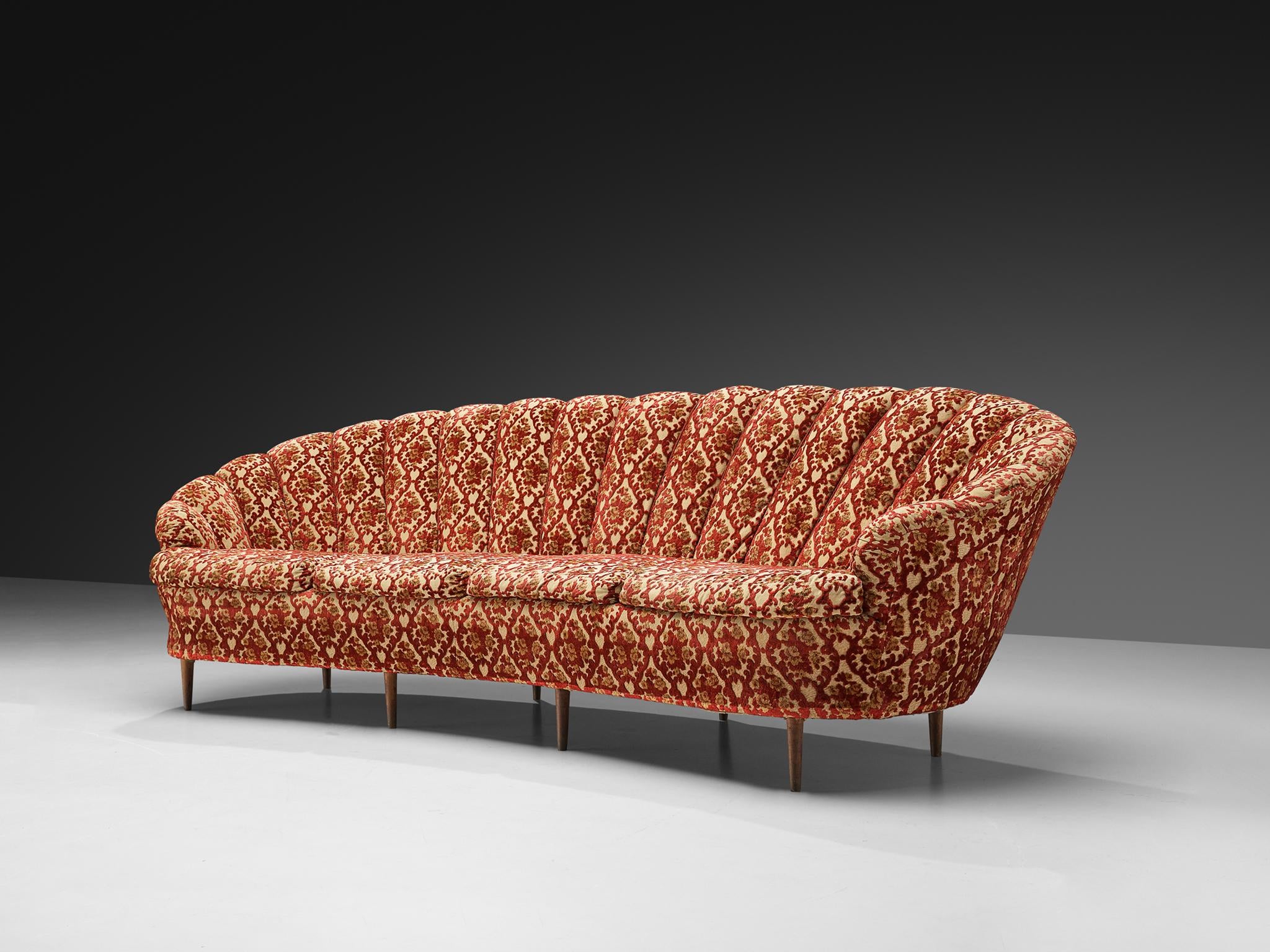 Elegant Curved Four-Seat Sofa in Floral Upholstery seating Morentz