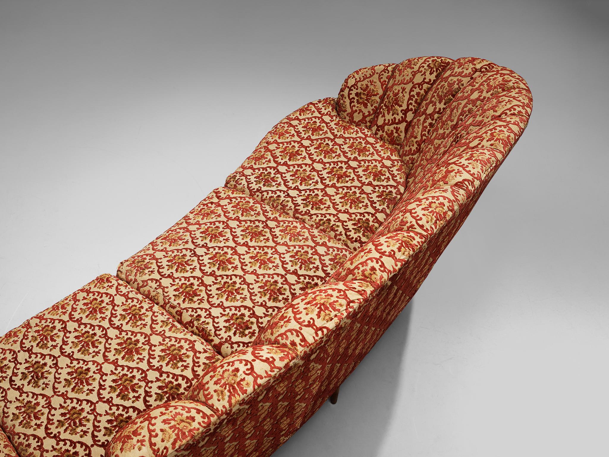 Elegant Curved Four-Seat Sofa in Floral Upholstery seating Morentz