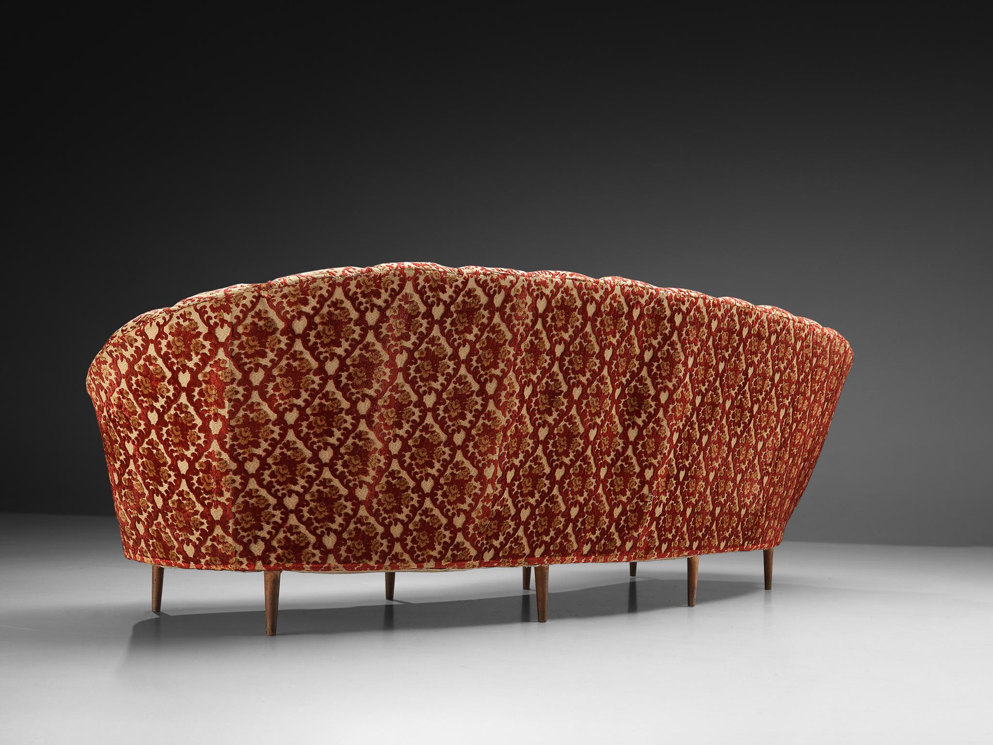 Elegant Curved Four-Seat Sofa in Floral Upholstery seating Morentz