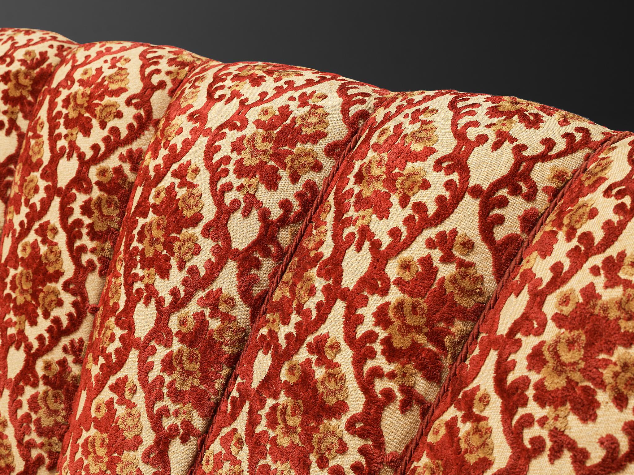 Elegant Curved Four-Seat Sofa in Floral Upholstery seating Morentz