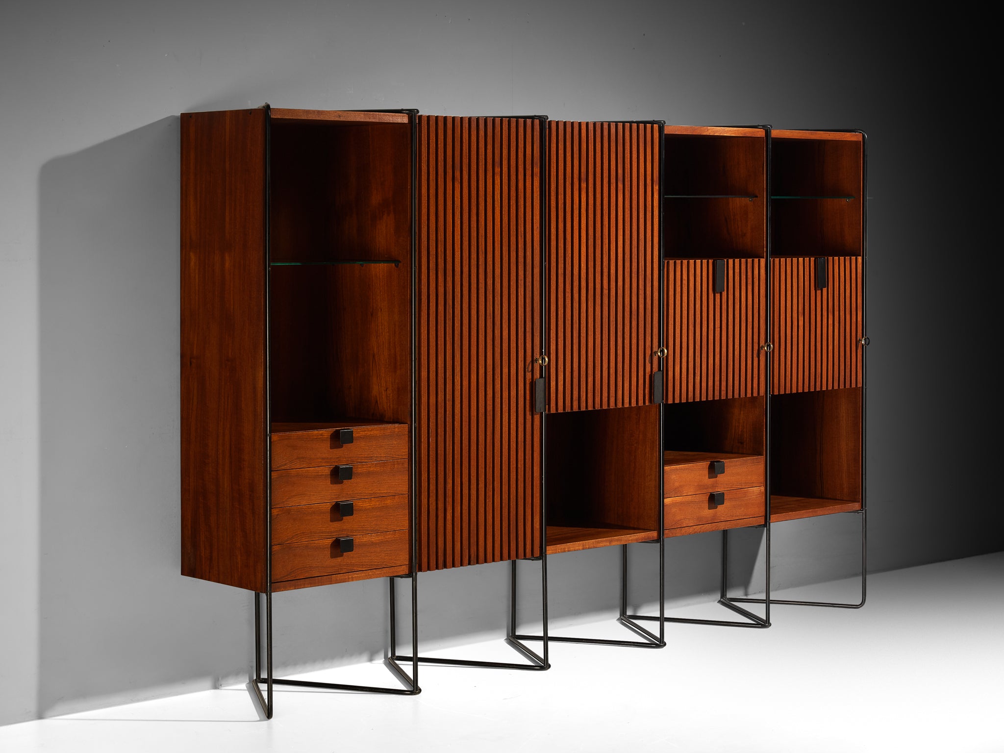Taichiro Nakai for La Permanente Mobili Wall Cabinet in Maple and Mahogany Case pieces and storage cabinets Morentz