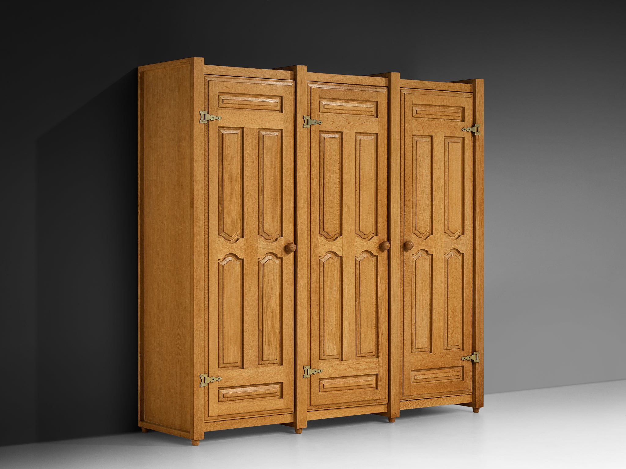 Guillerme & Chambron Highboard or Wardrobein Oak and Brass Case pieces and storage cabinets Morentz