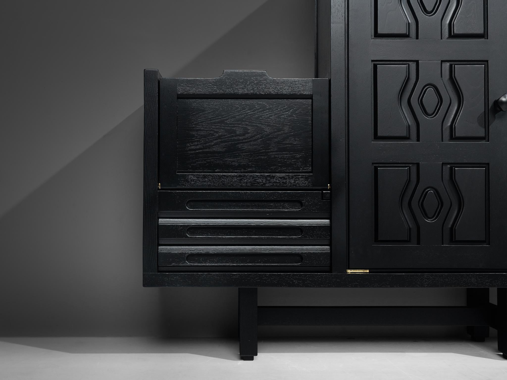 Guillerme & Chambron Cabinet 'Thierry' in Black Lacquered Oak case pieces and storage cabinets Morentz