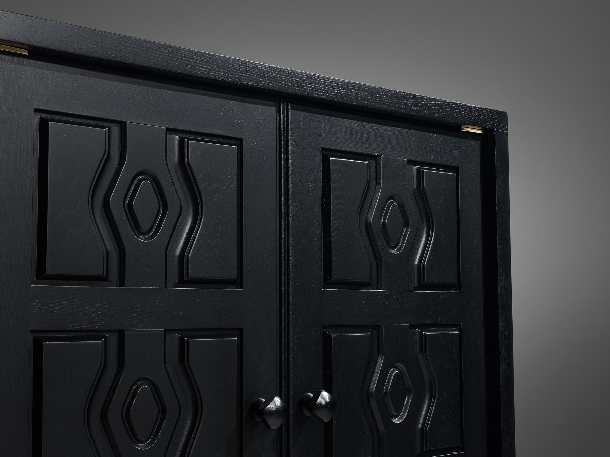 Guillerme & Chambron Cabinet 'Thierry' in Black Lacquered Oak case pieces and storage cabinets Morentz