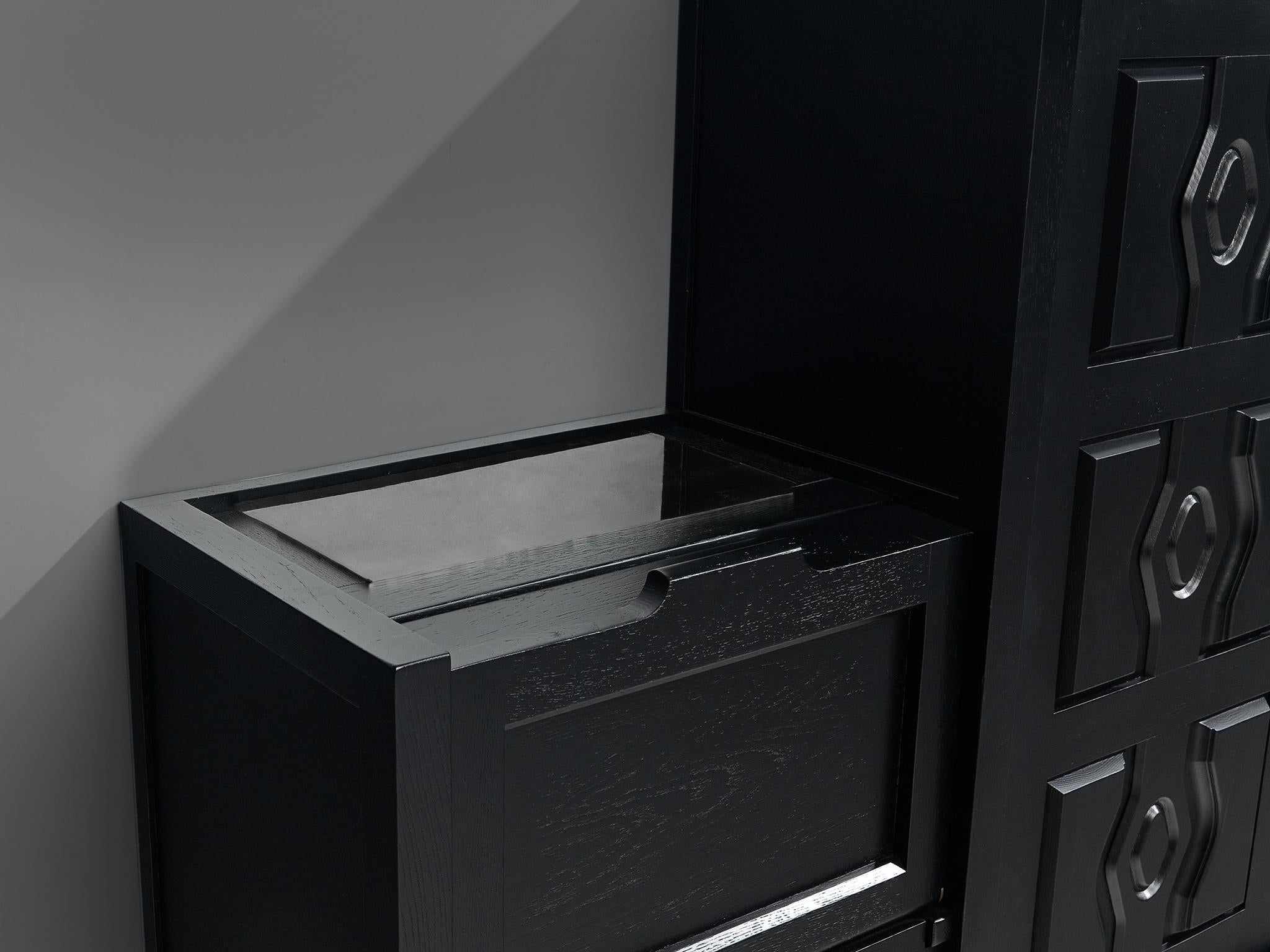 Guillerme & Chambron Cabinet 'Thierry' in Black Lacquered Oak case pieces and storage cabinets Morentz