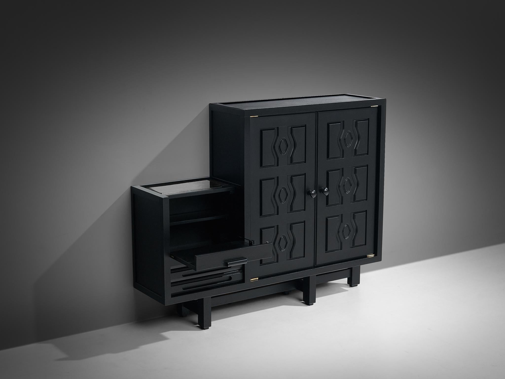 Guillerme & Chambron Cabinet 'Thierry' in Black Lacquered Oak case pieces and storage cabinets Morentz