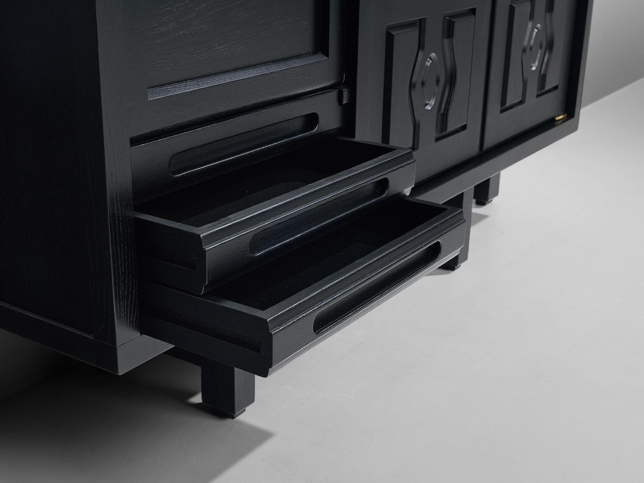 Guillerme & Chambron Cabinet 'Thierry' in Black Lacquered Oak case pieces and storage cabinets Morentz