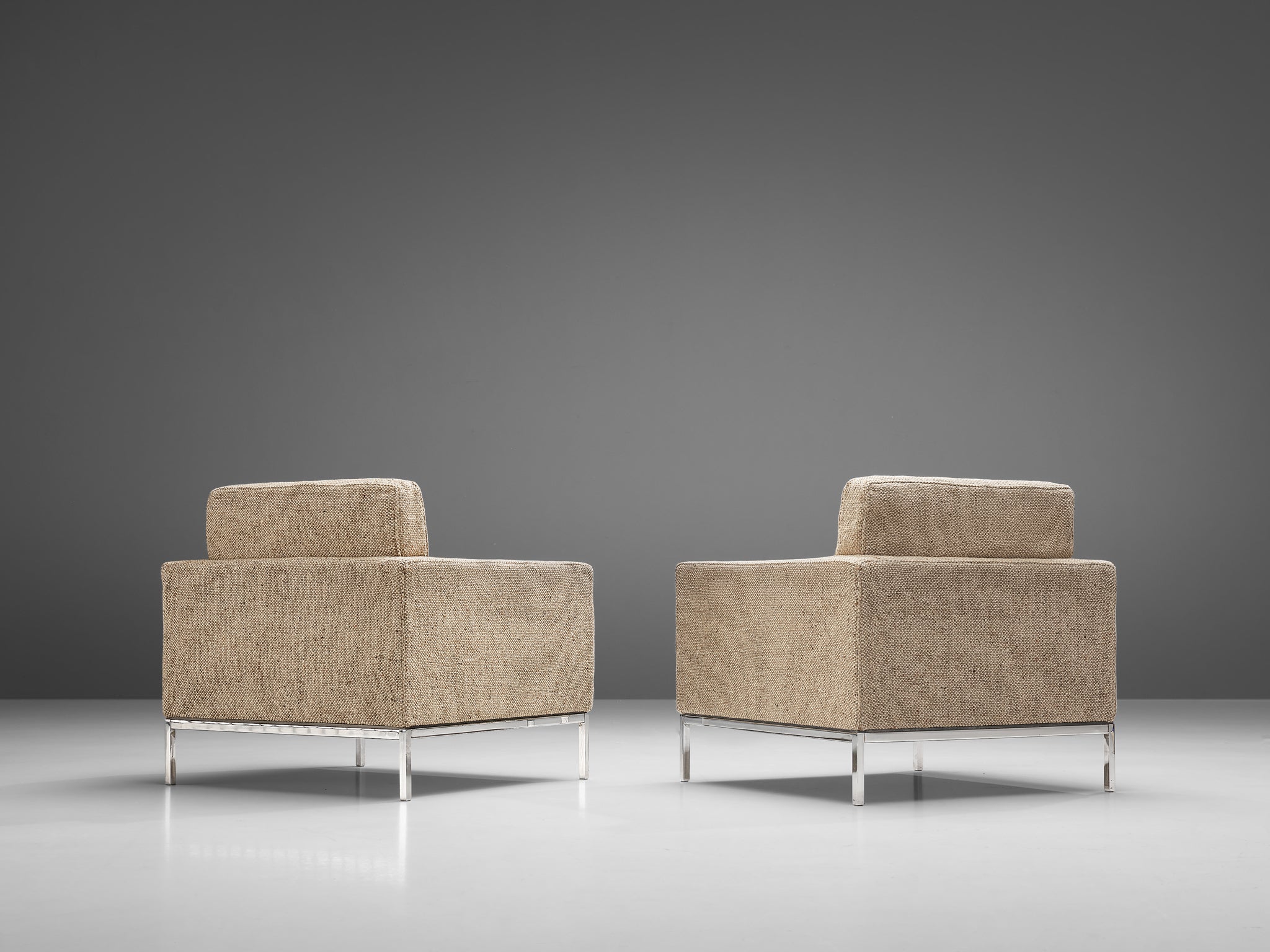 Artifort Lounge Chairs in Metal and Beige Wool Seating Morentz