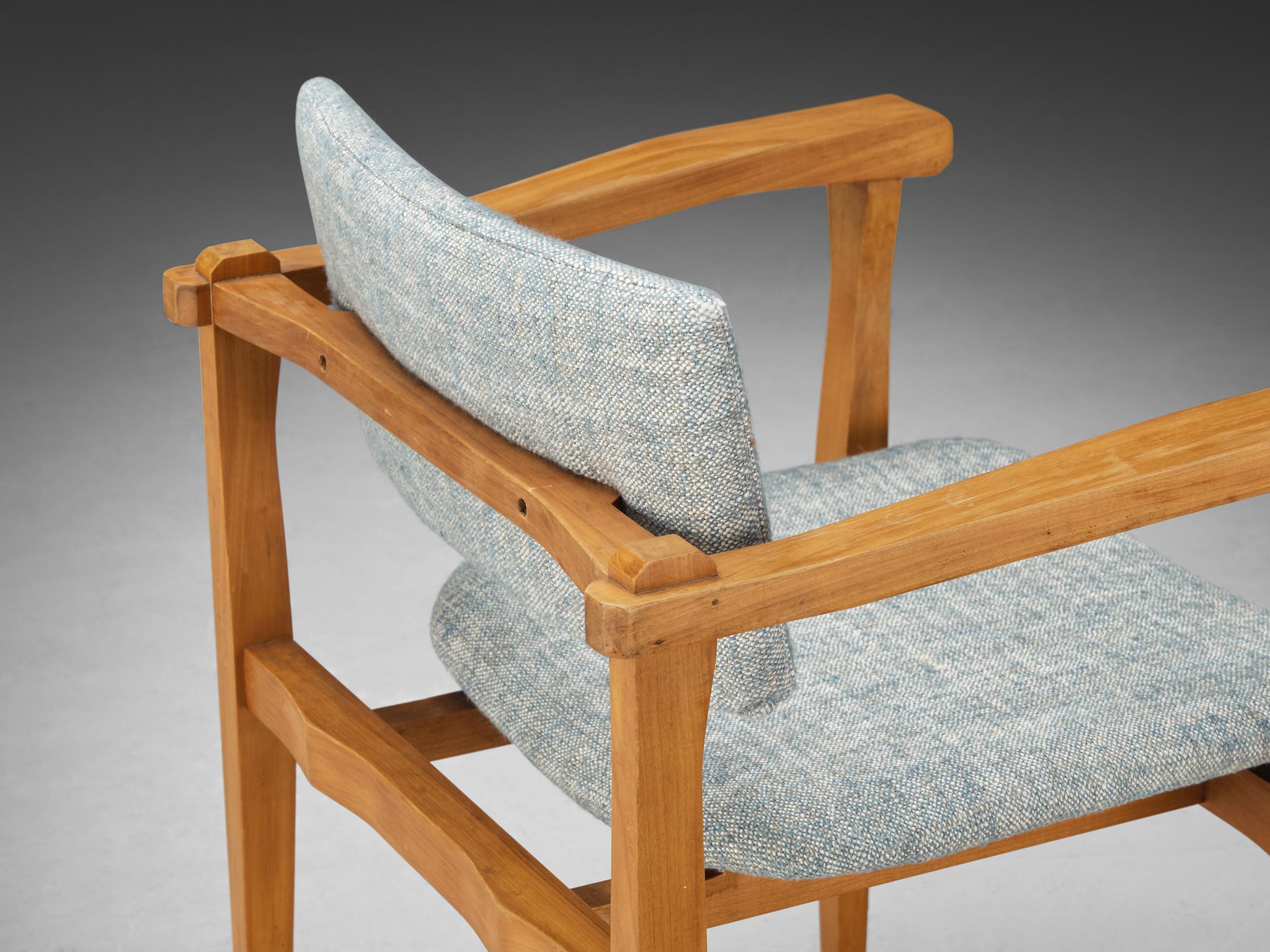 Italian Set of Six Armchairs in Walnut and Pierre Frey Upholstery seating Morentz