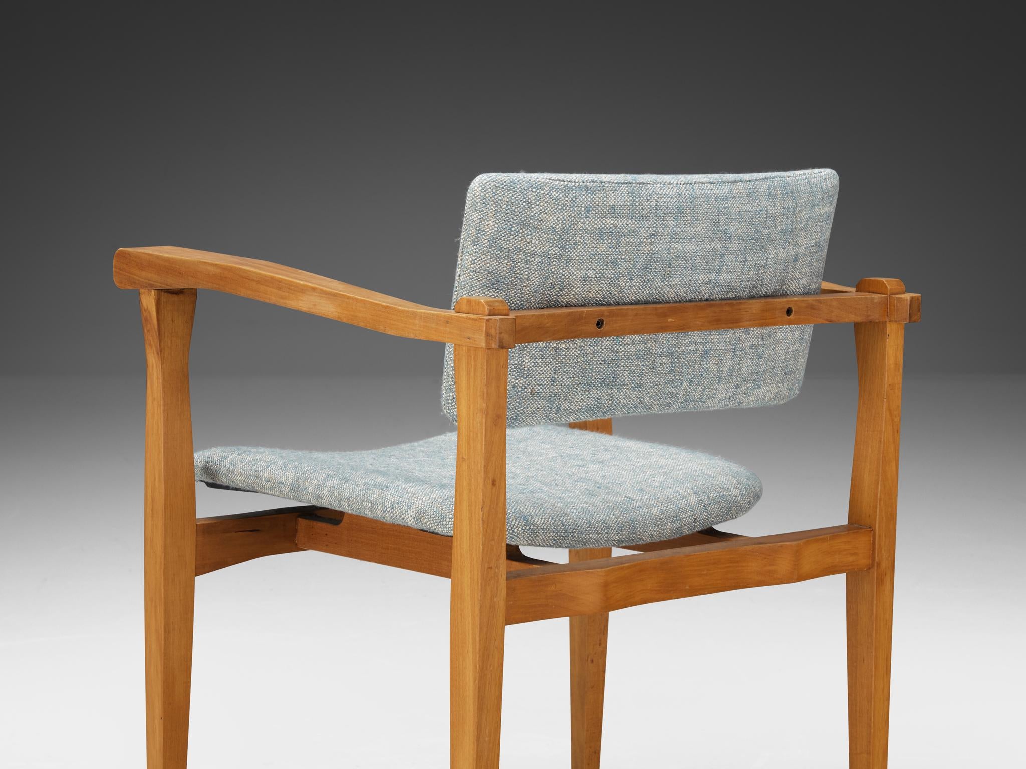 Italian Set of Six Armchairs in Walnut and Pierre Frey Upholstery seating Morentz