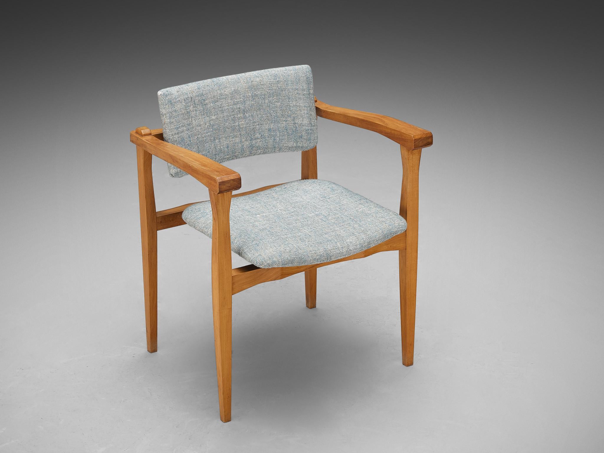 Italian Set of Six Armchairs in Walnut and Pierre Frey Upholstery seating Morentz