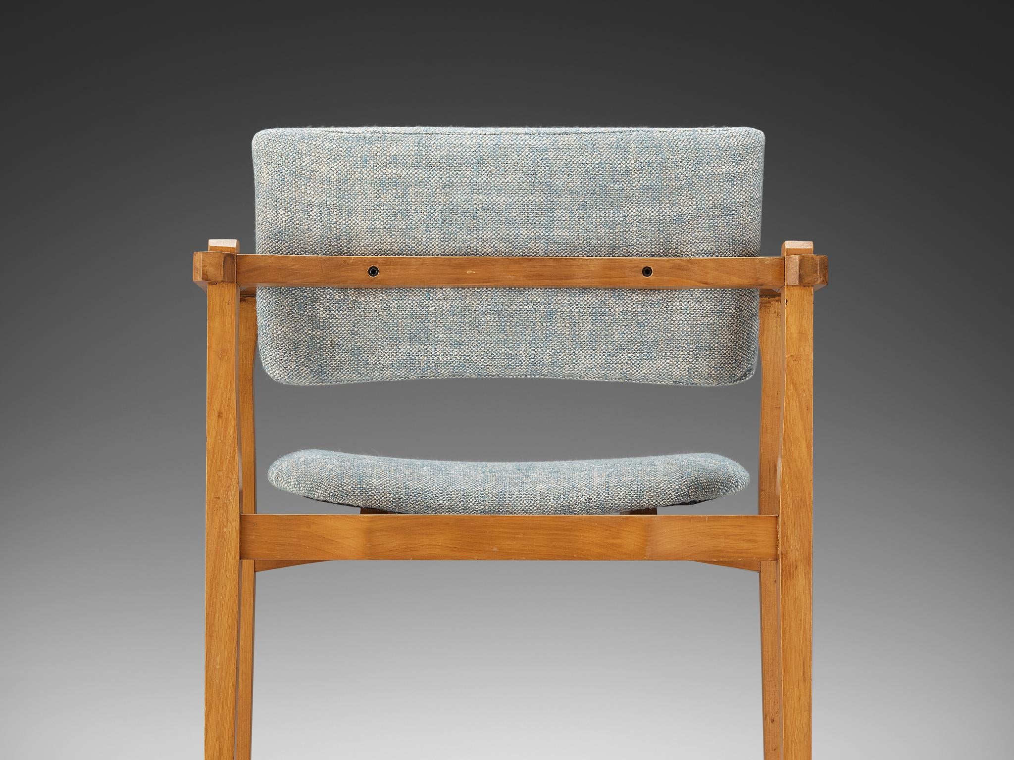 Italian Set of Six Armchairs in Walnut and Pierre Frey Upholstery seating Morentz