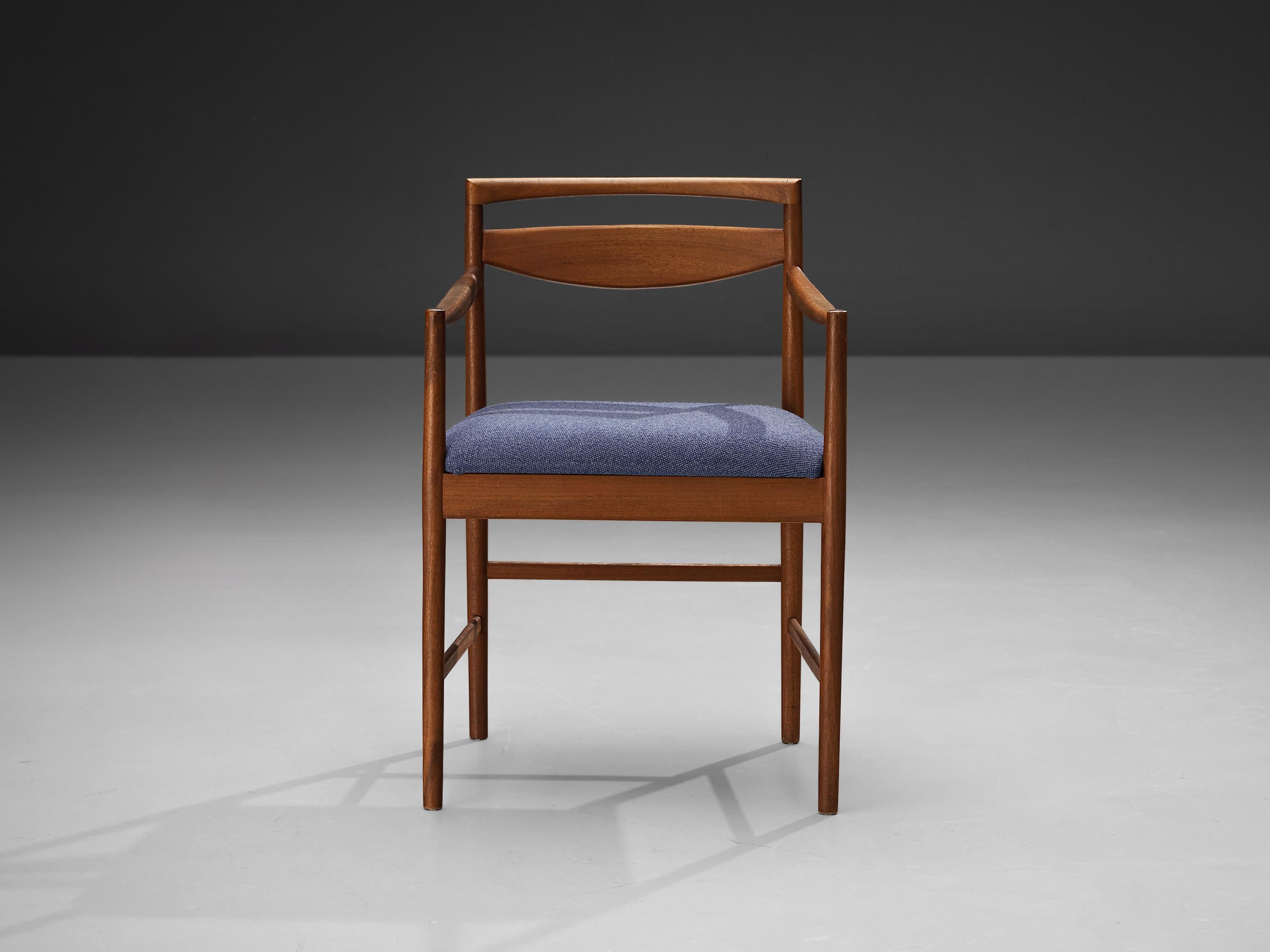 Dining Chair in Teak and Blue Upholstery seating Morentz