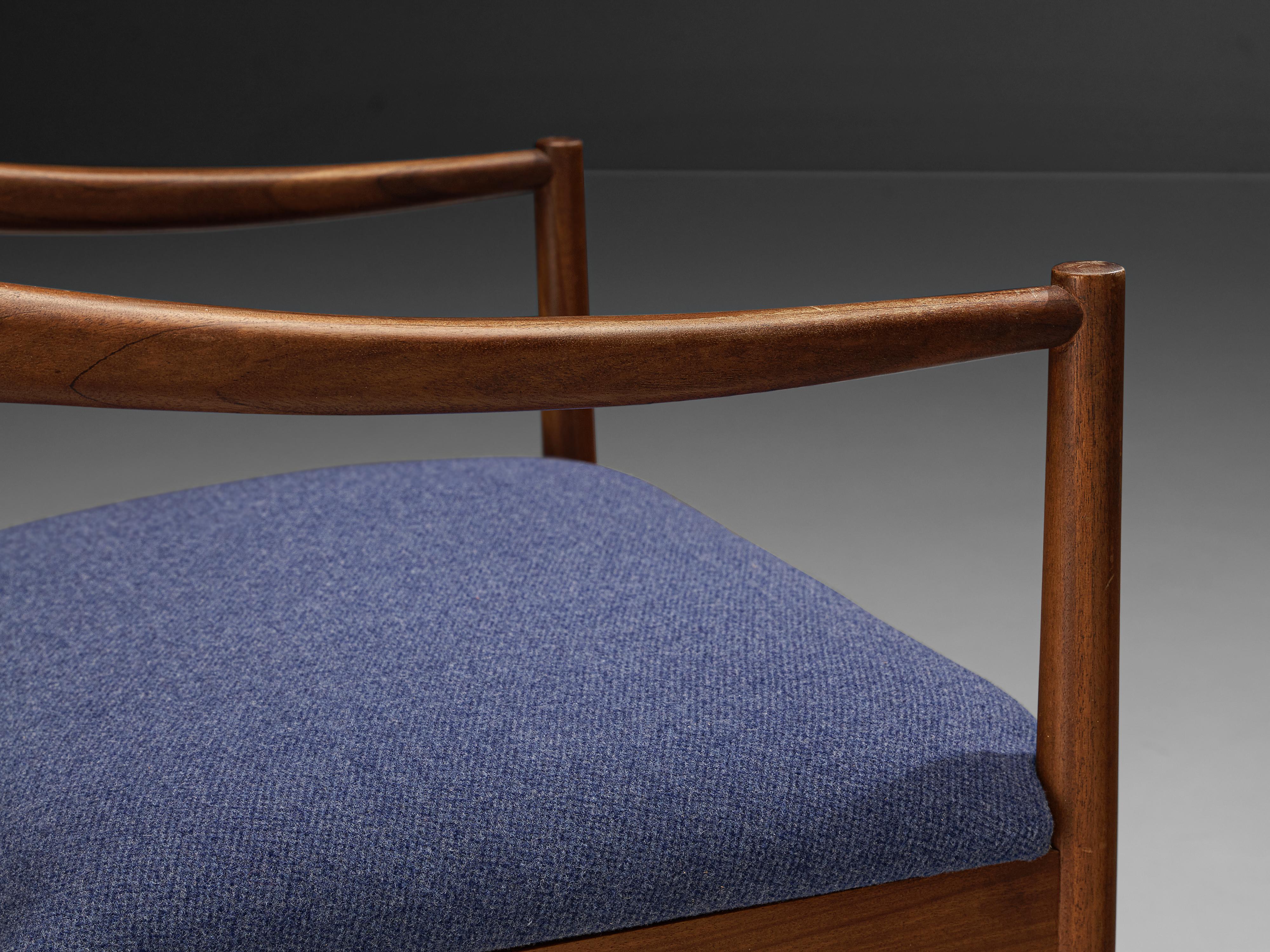 Dining Chair in Teak and Blue Upholstery seating Morentz
