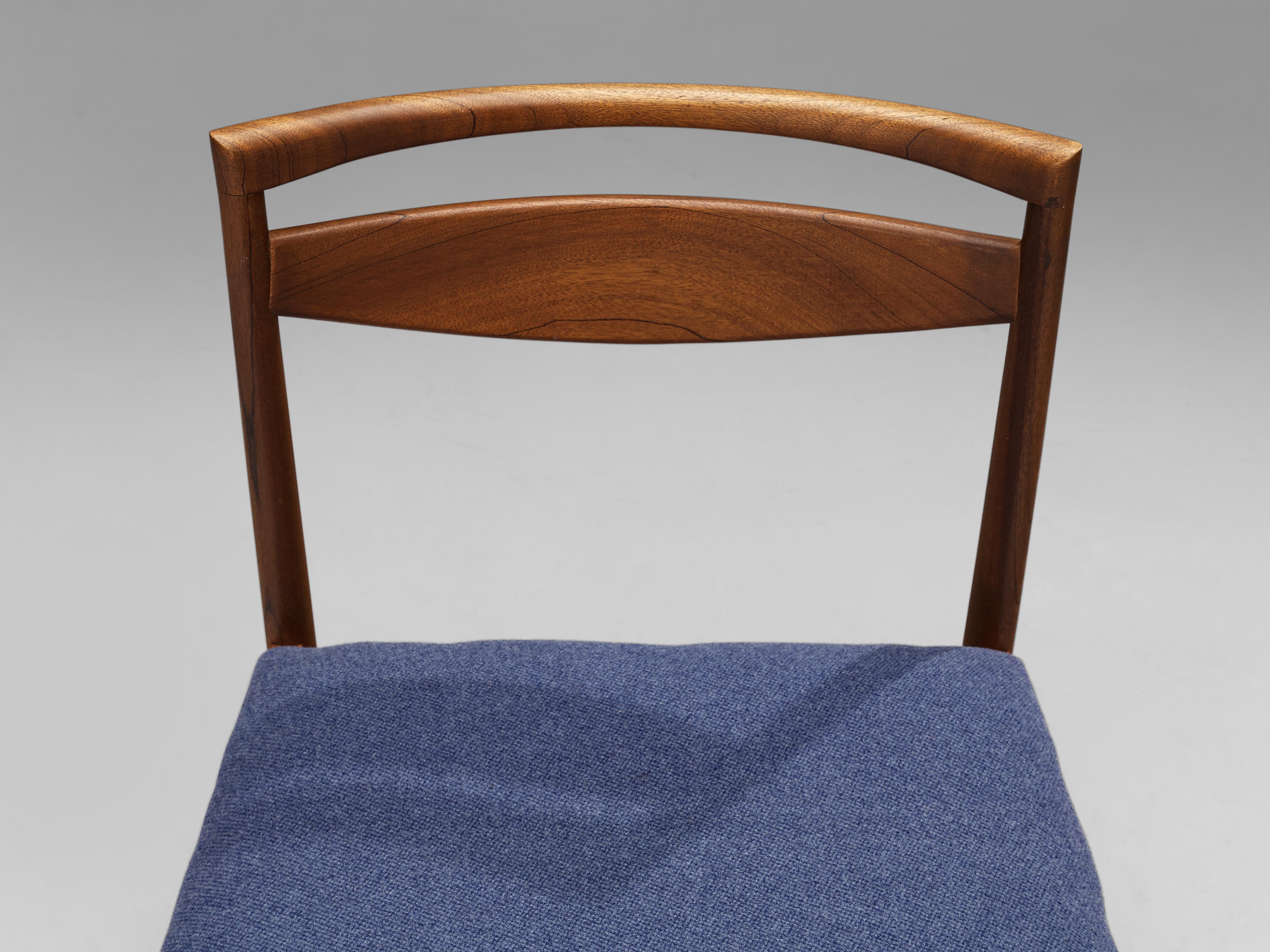 Dining Chair in Teak and Blue Upholstery seating Morentz