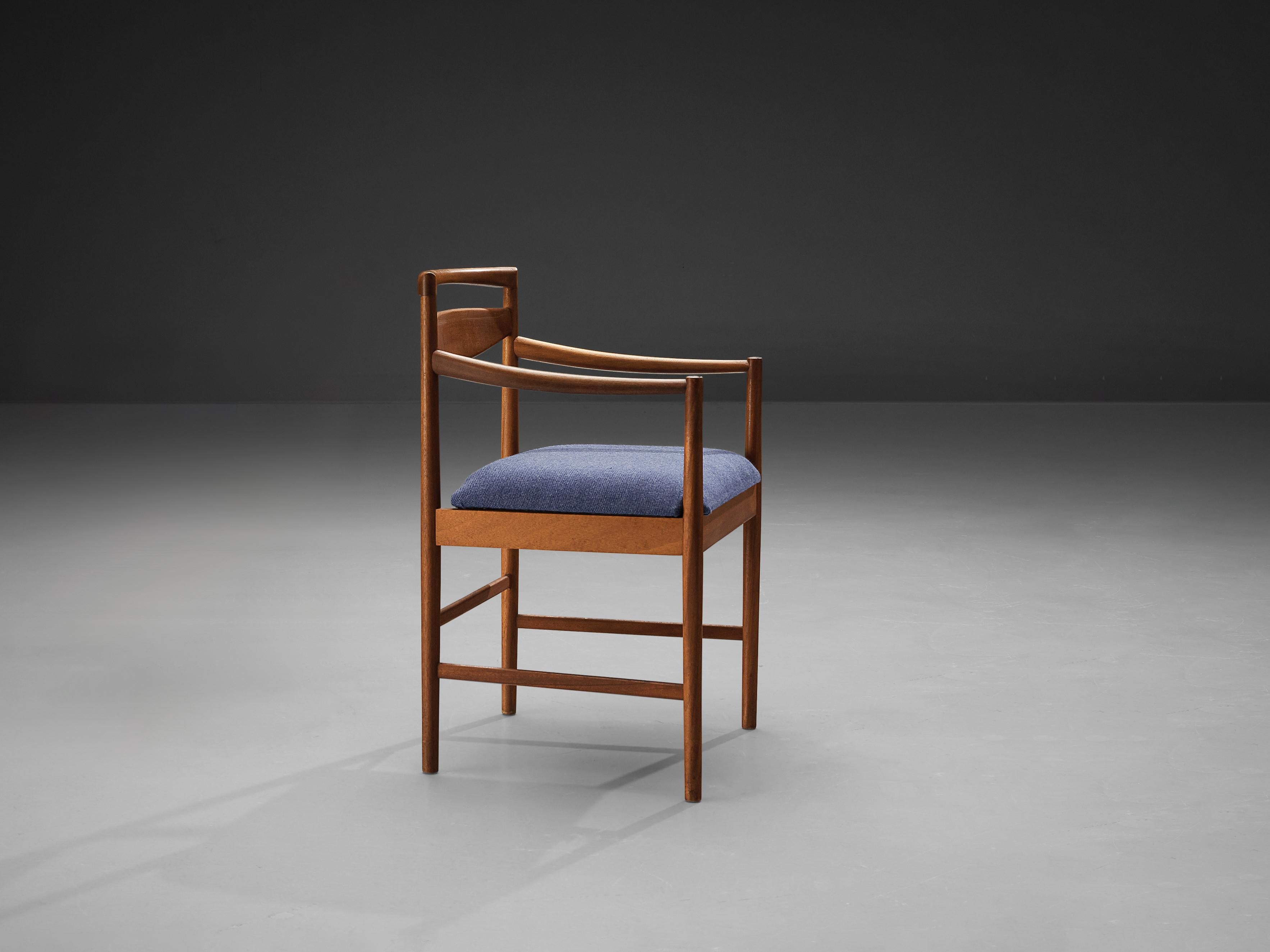 Dining Chair in Teak and Blue Upholstery seating Morentz