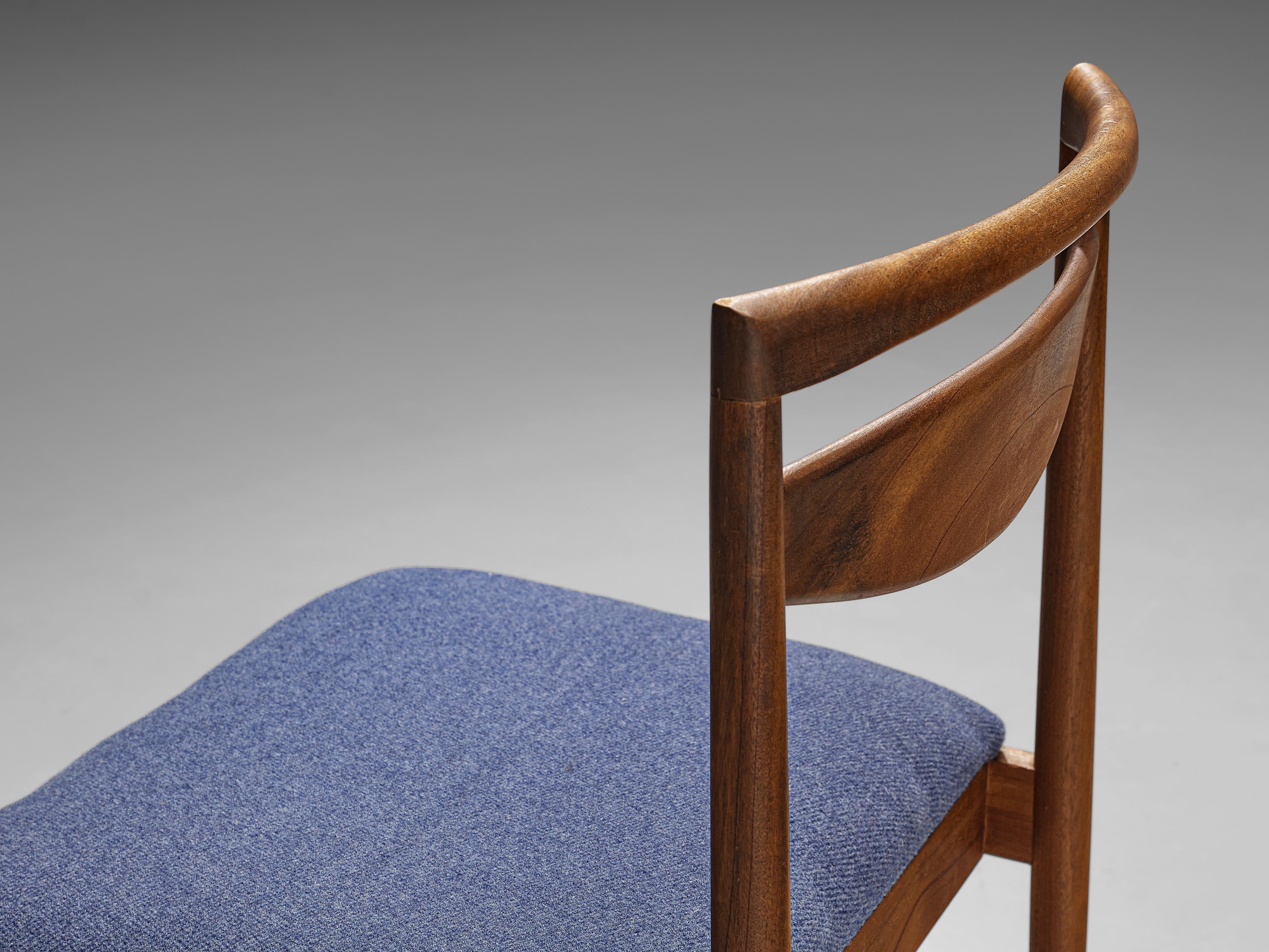 Dining Chair in Teak and Blue Upholstery seating Morentz