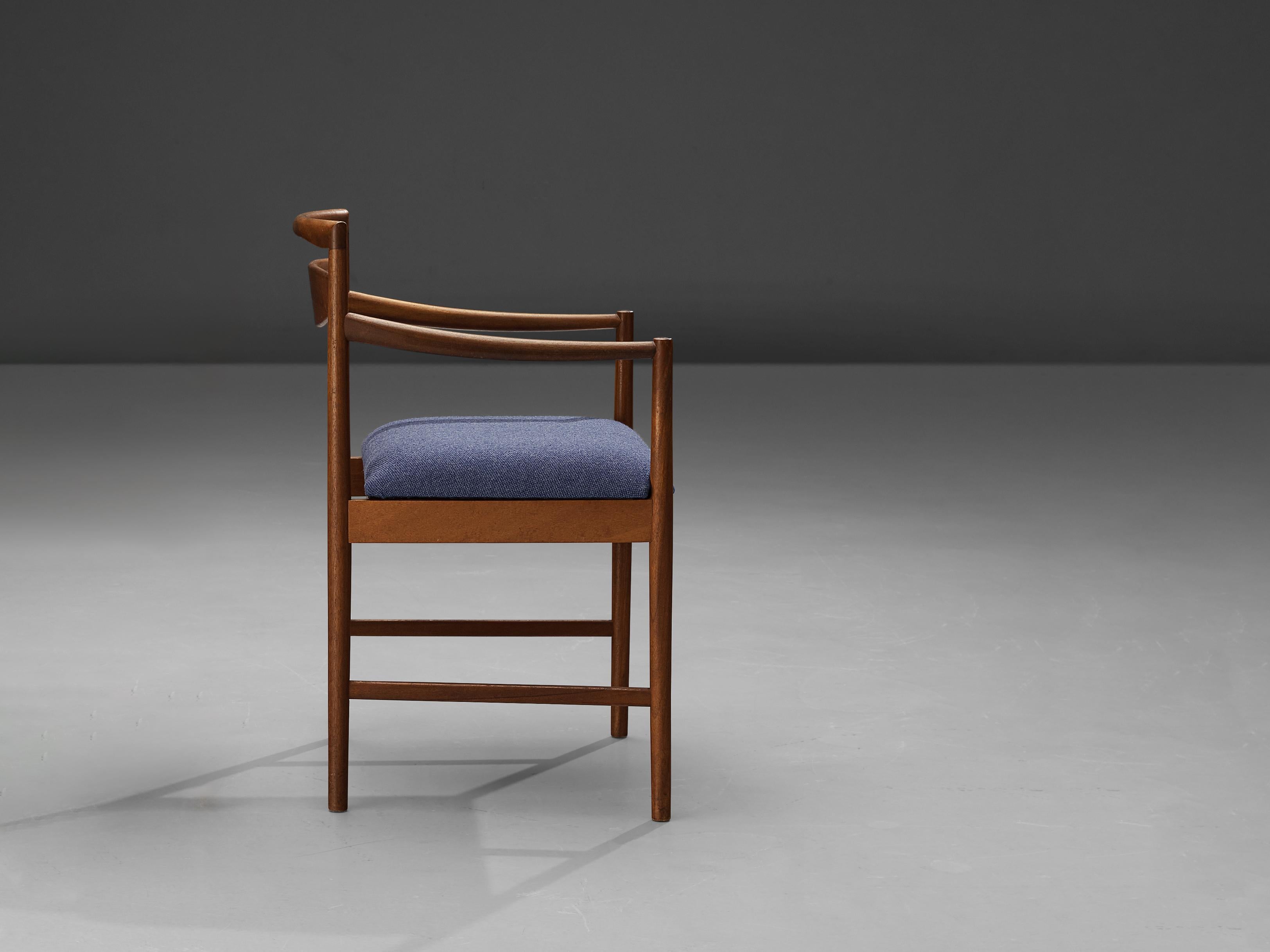 Dining Chair in Teak and Blue Upholstery seating Morentz