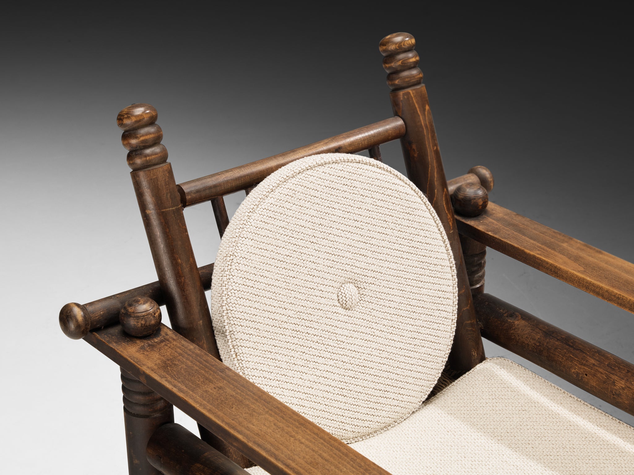 Charles Dudouyt Art Deco Armchair in Rush and Wood Seating Morentz