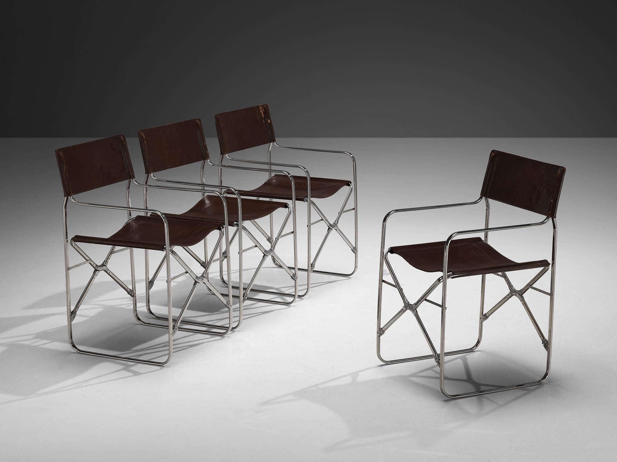 Gae Aulenti for Zanotta Set of Four 'April' Chairs in Original Leather seating Morentz