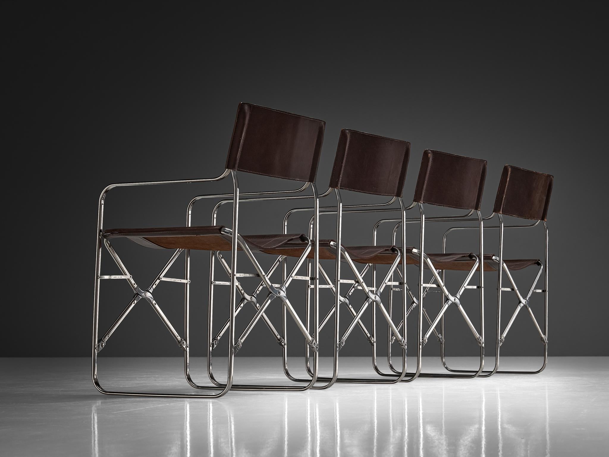 Gae Aulenti for Zanotta Set of Four 'April' Chairs in Original Leather seating Morentz