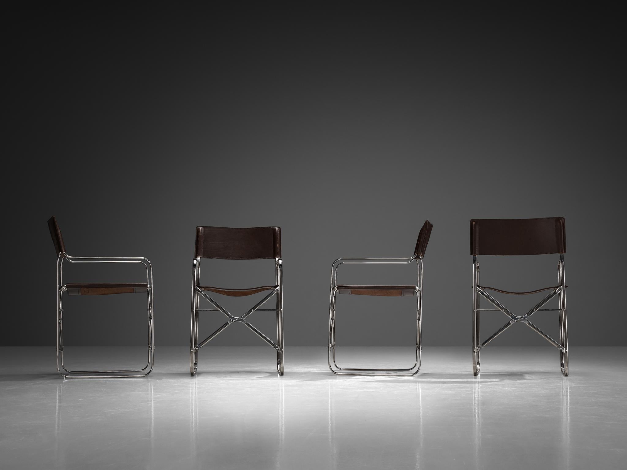 Gae Aulenti for Zanotta Set of Four 'April' Chairs in Original Leather seating Morentz