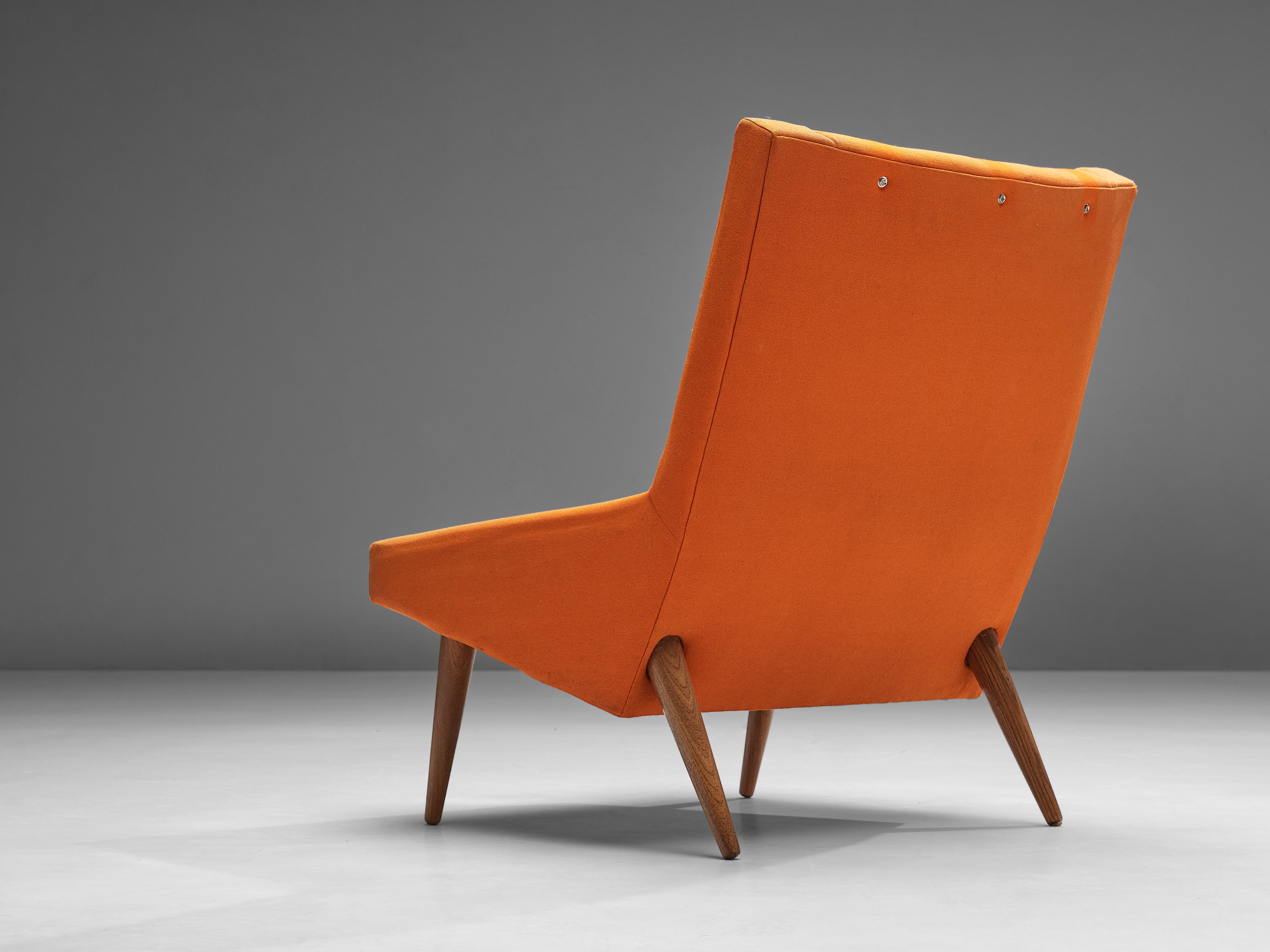 Illum Wikkelsø Pair of Lounge Chairs in Teak and Grey Orange Upholstery seating Morentz