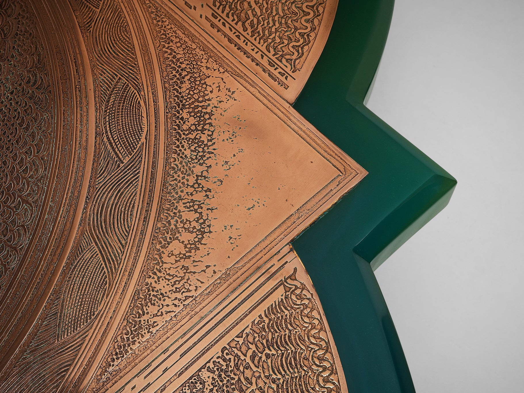 Unique Armand Jonckers Coffee Table in Green Resin and Copper Tables Morentz