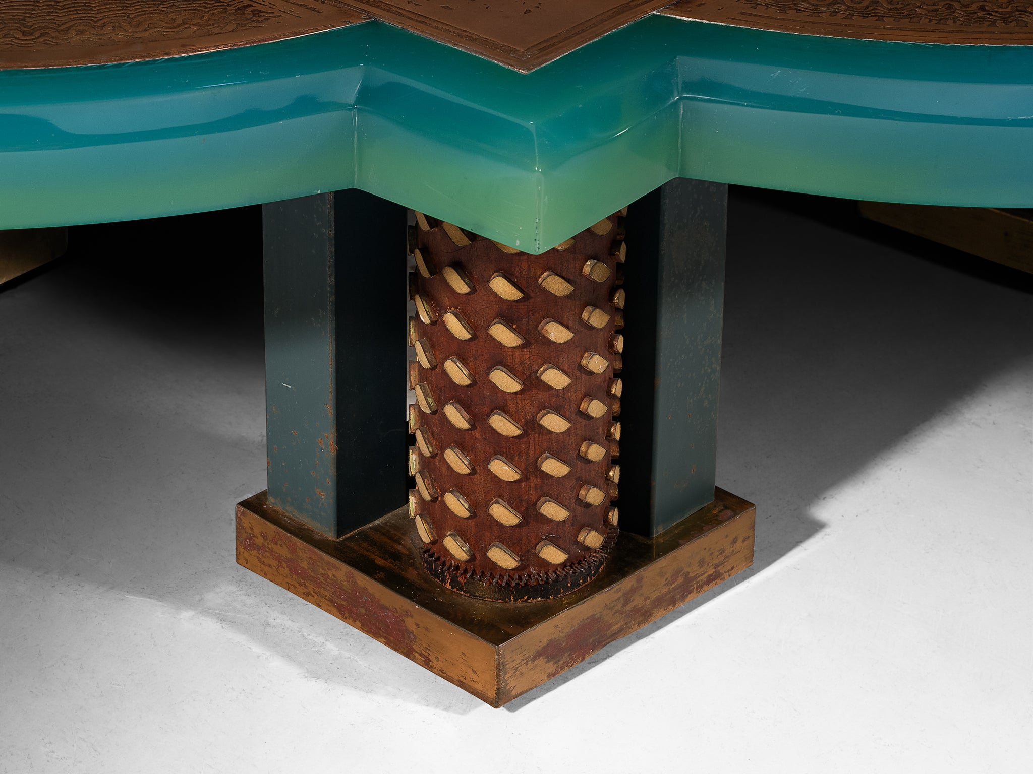 Armand Jonckers Unique Coffee Table in Green Resin and Copper Tables Morentz