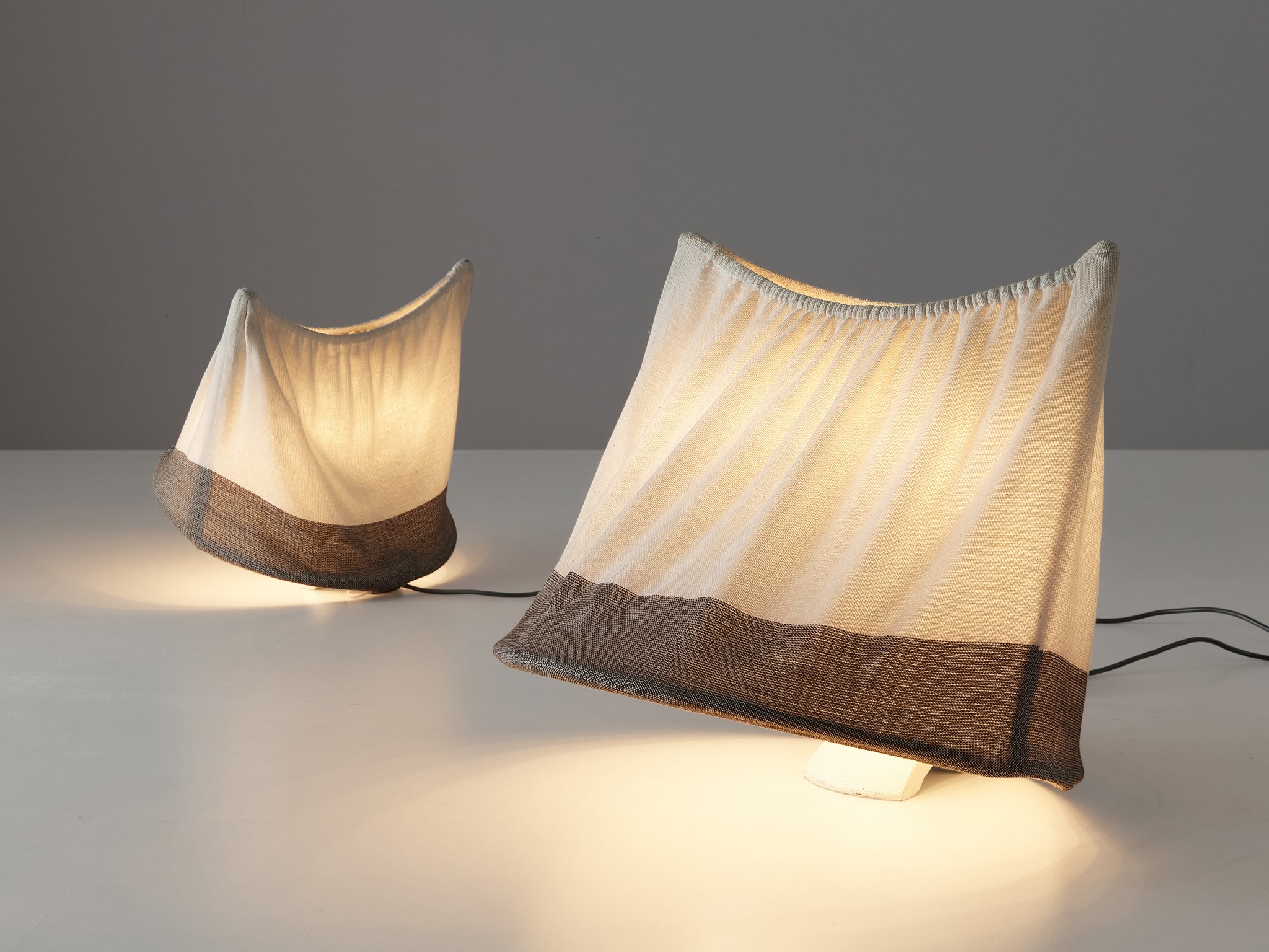 Mario Bellini for Artemide Table or Floor Lamps 'Circo' in Off-White Canvas Lighting Morentz