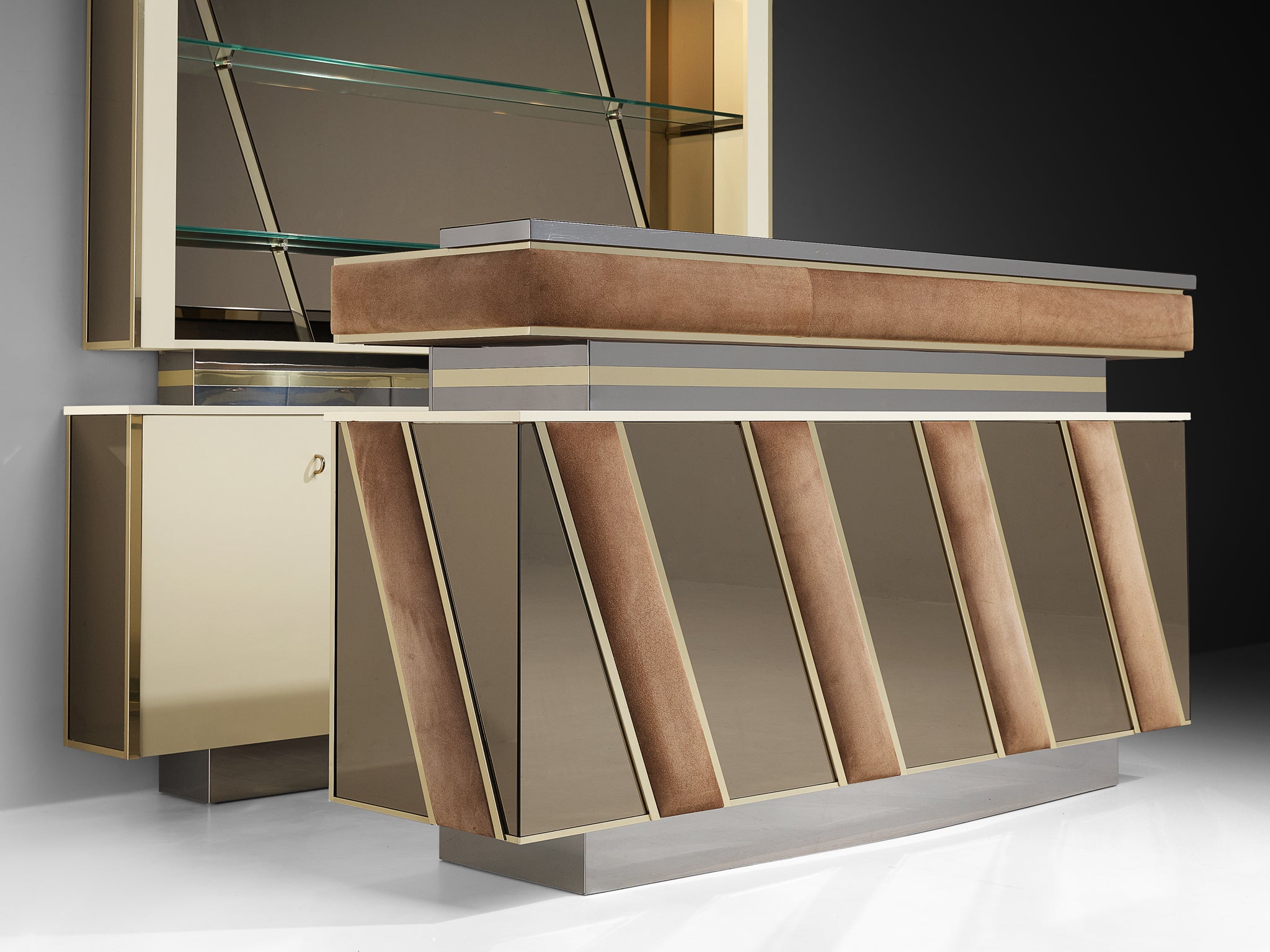 Hollywood Regency Bar Cabinet in the Style of Willy Rizzo Case pieces and storage cabinets Morentz