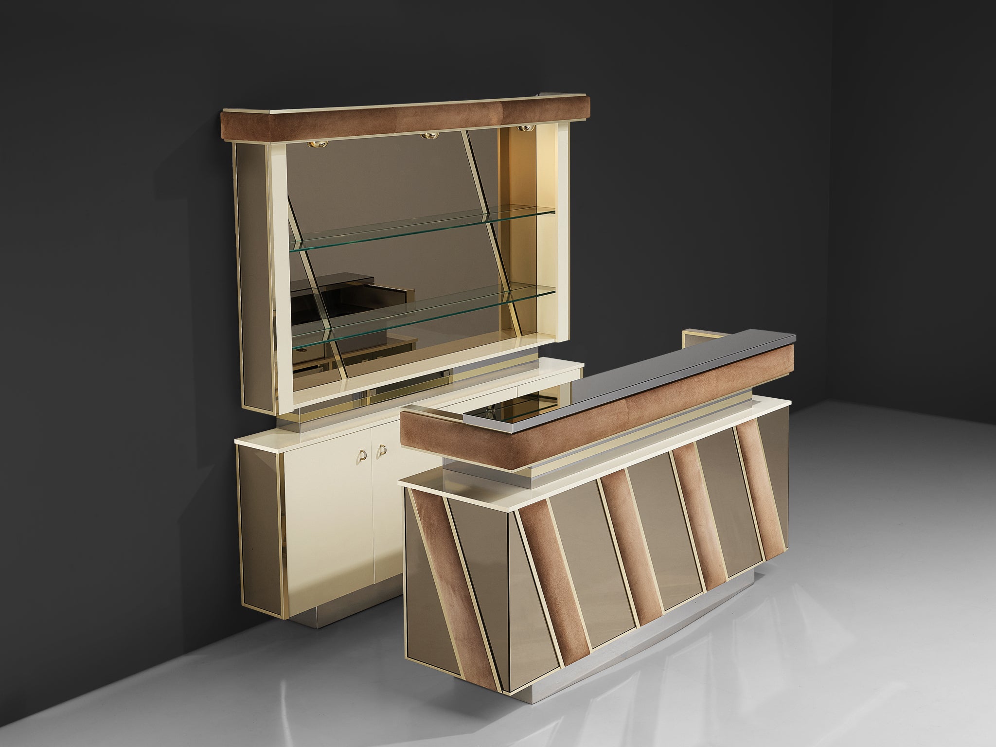 Hollywood Regency Bar Cabinet in the Style of Willy Rizzo Case pieces and storage cabinets Morentz