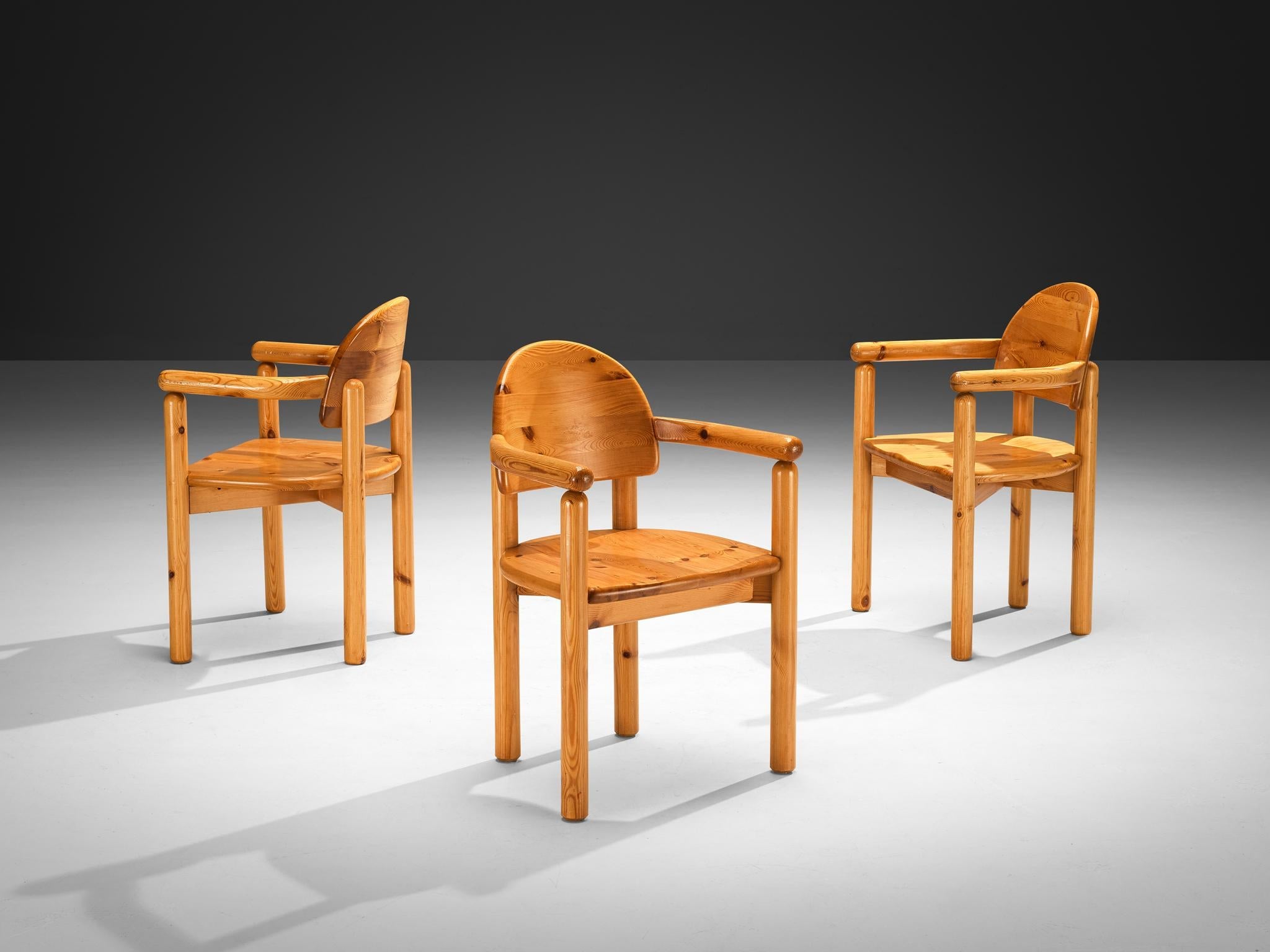 Rainer Daumiller Set of Six Dining Chairs in Solid Pine seating Morentz