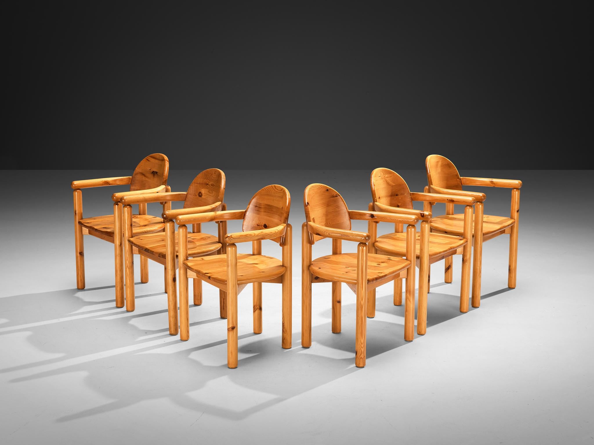 Rainer Daumiller Set of Six Dining Chairs in Solid Pine seating Morentz