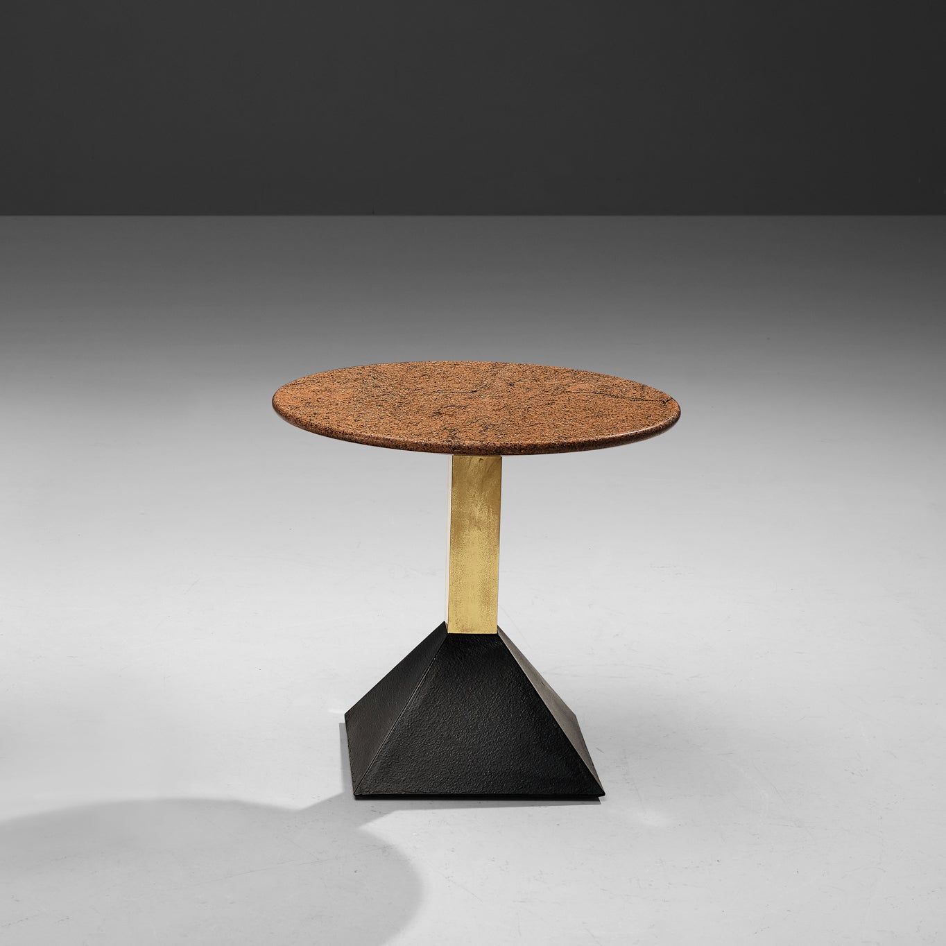 Italian Side Table in Metal and Round Granite Top tables Morentz