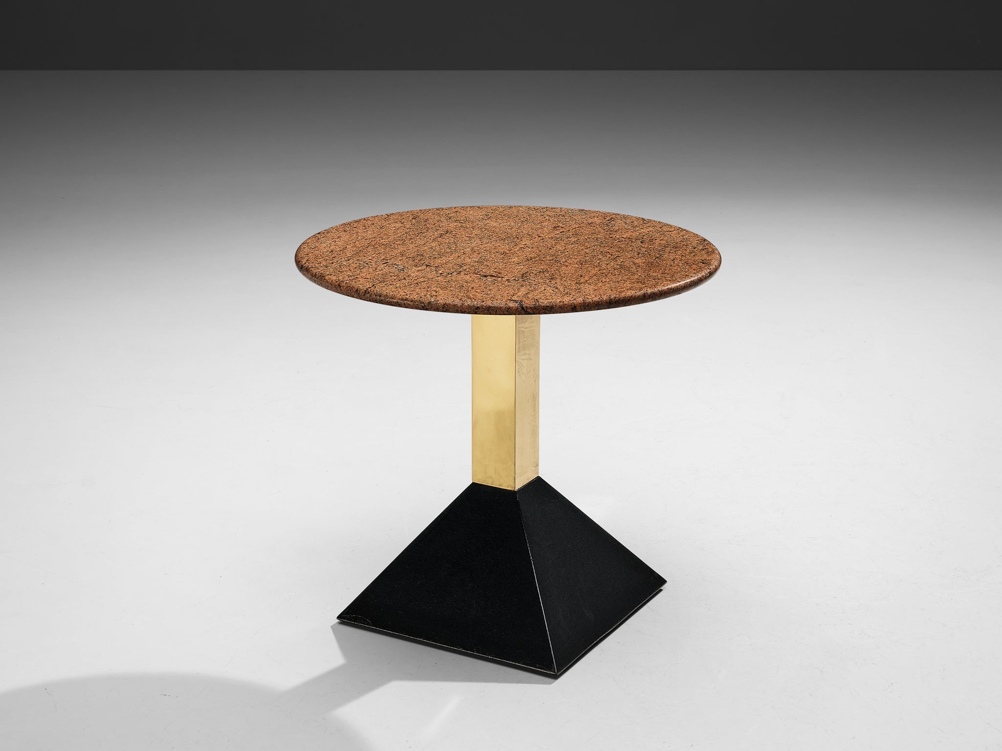 Italian Side Tables in Metal and Round Granite Top tables Morentz